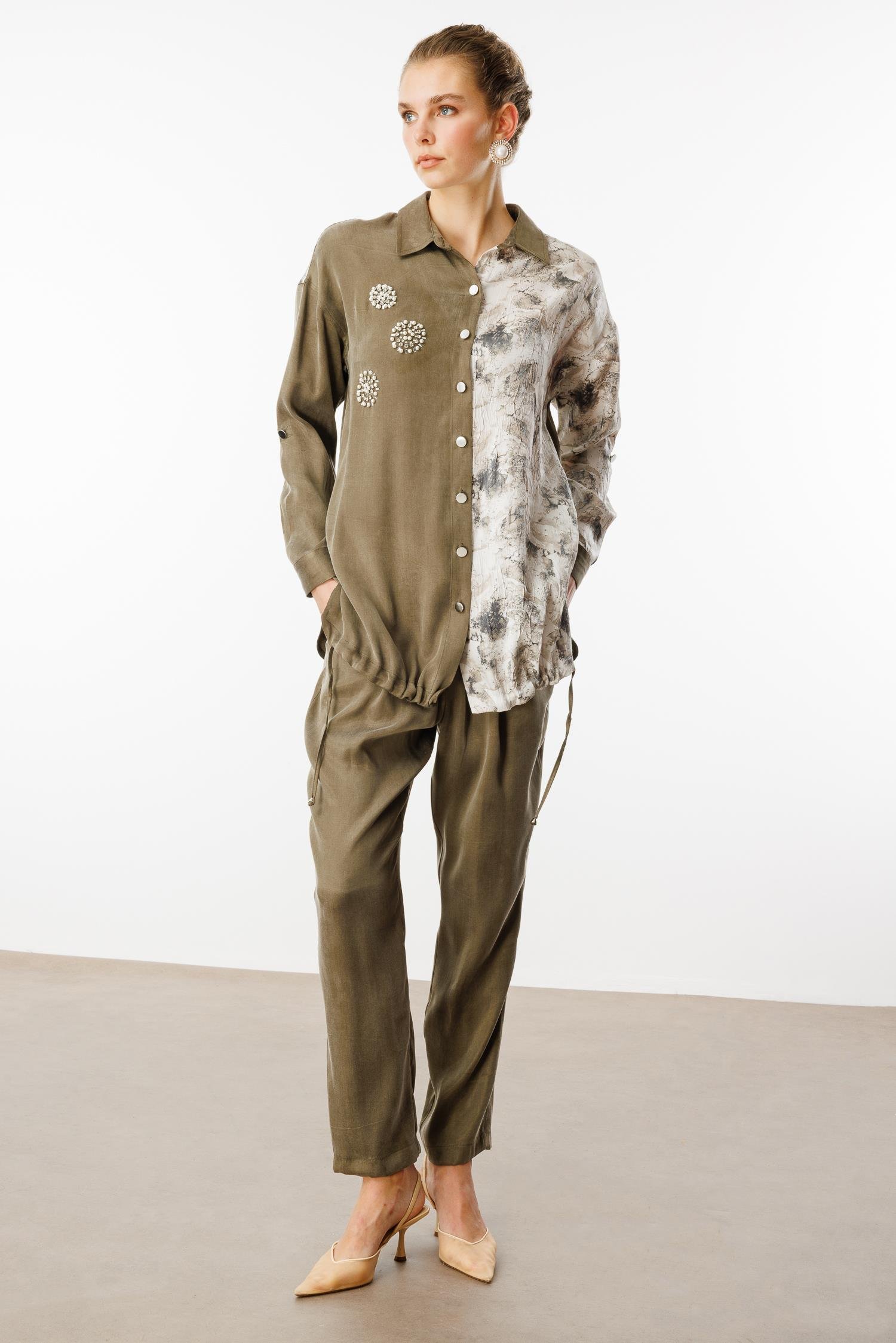 Modailgi  Beli Lastikli Yandan Cepli Rahat Kesim Pantolon - 15037 Orijinal