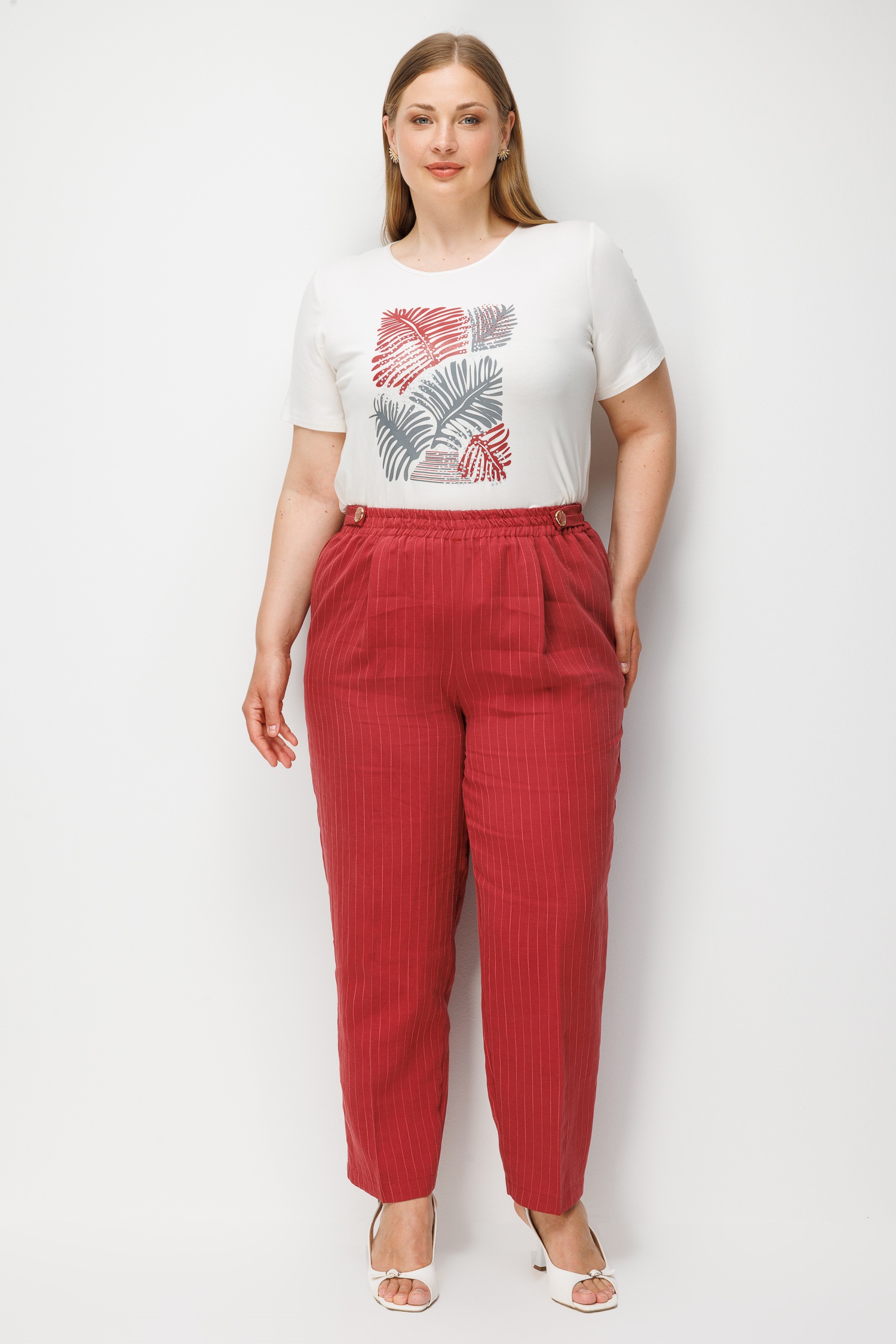 Modailgi  Belinde Apolet Detaylı Lastikli Pantolon - 50131 Bordo