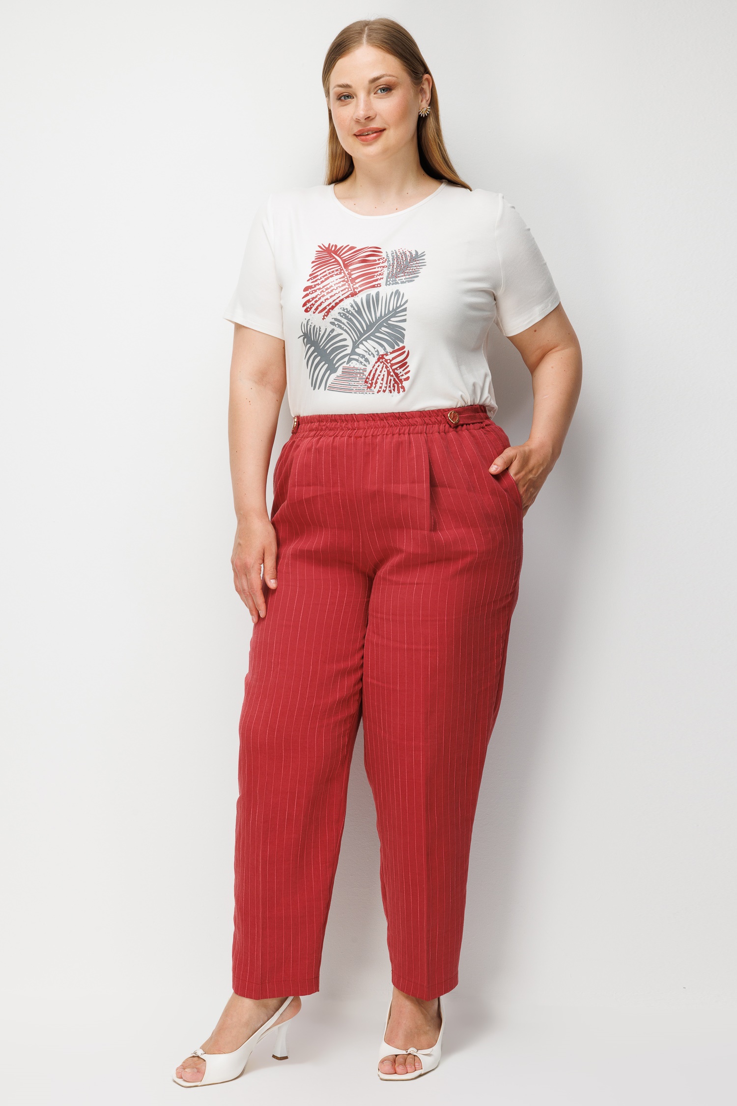 Modailgi  Belinde Apolet Detaylı Lastikli Pantolon - 50131 Bordo