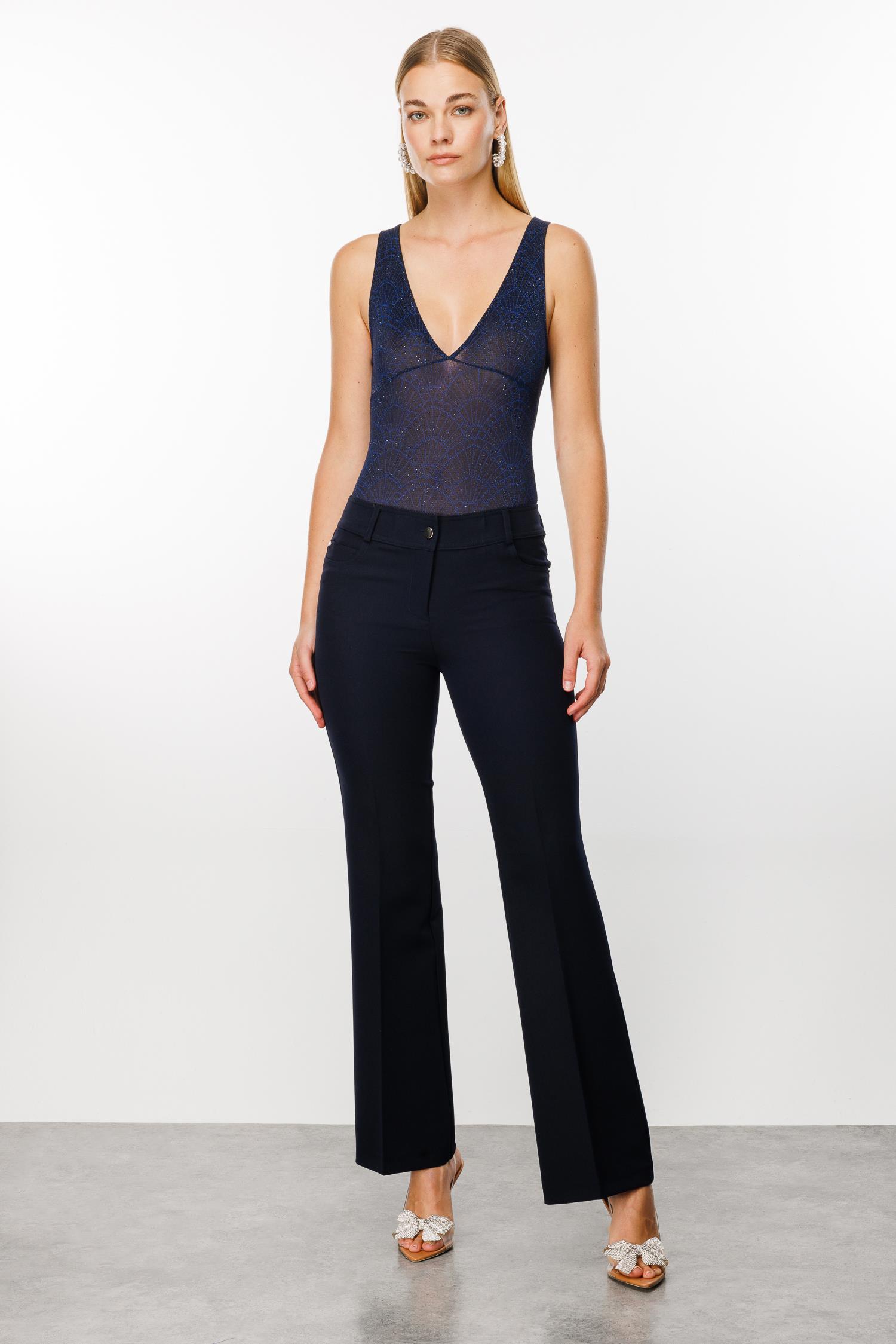 Modailgi  Beş Cep İspanyol Paça Pantolon Lacivert