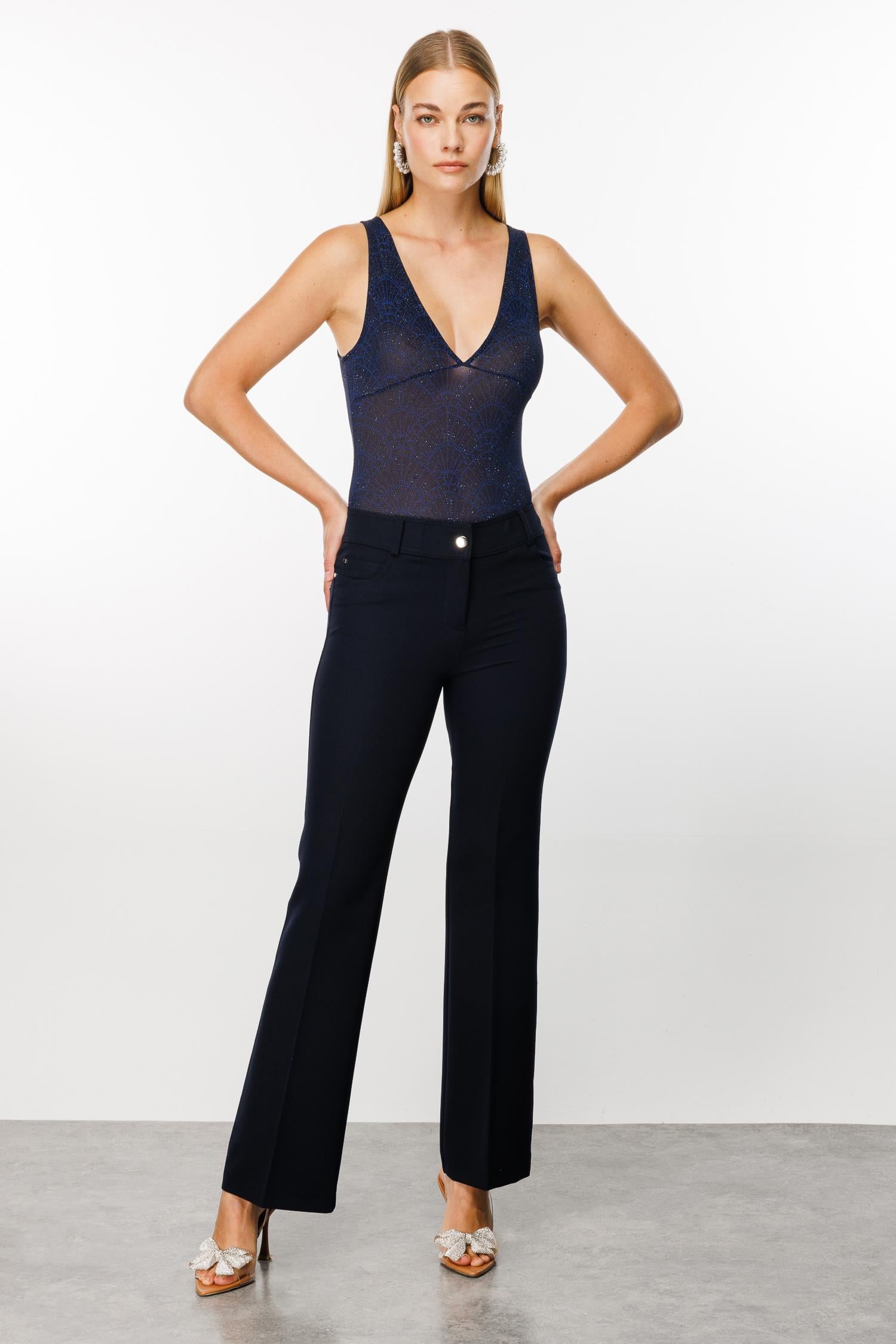 Modailgi  Beş Cep İspanyol Paça Pantolon Lacivert