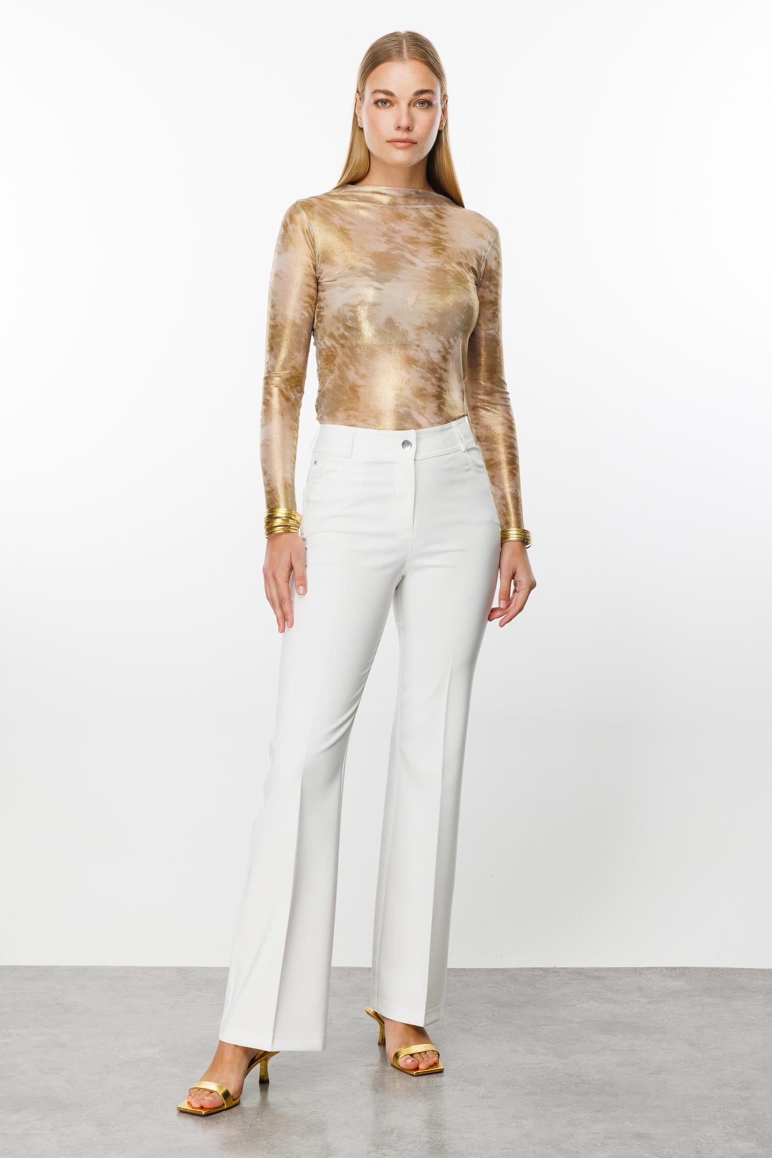 Modailgi  Beş Cep İspanyol Paça Pantolon Ekru