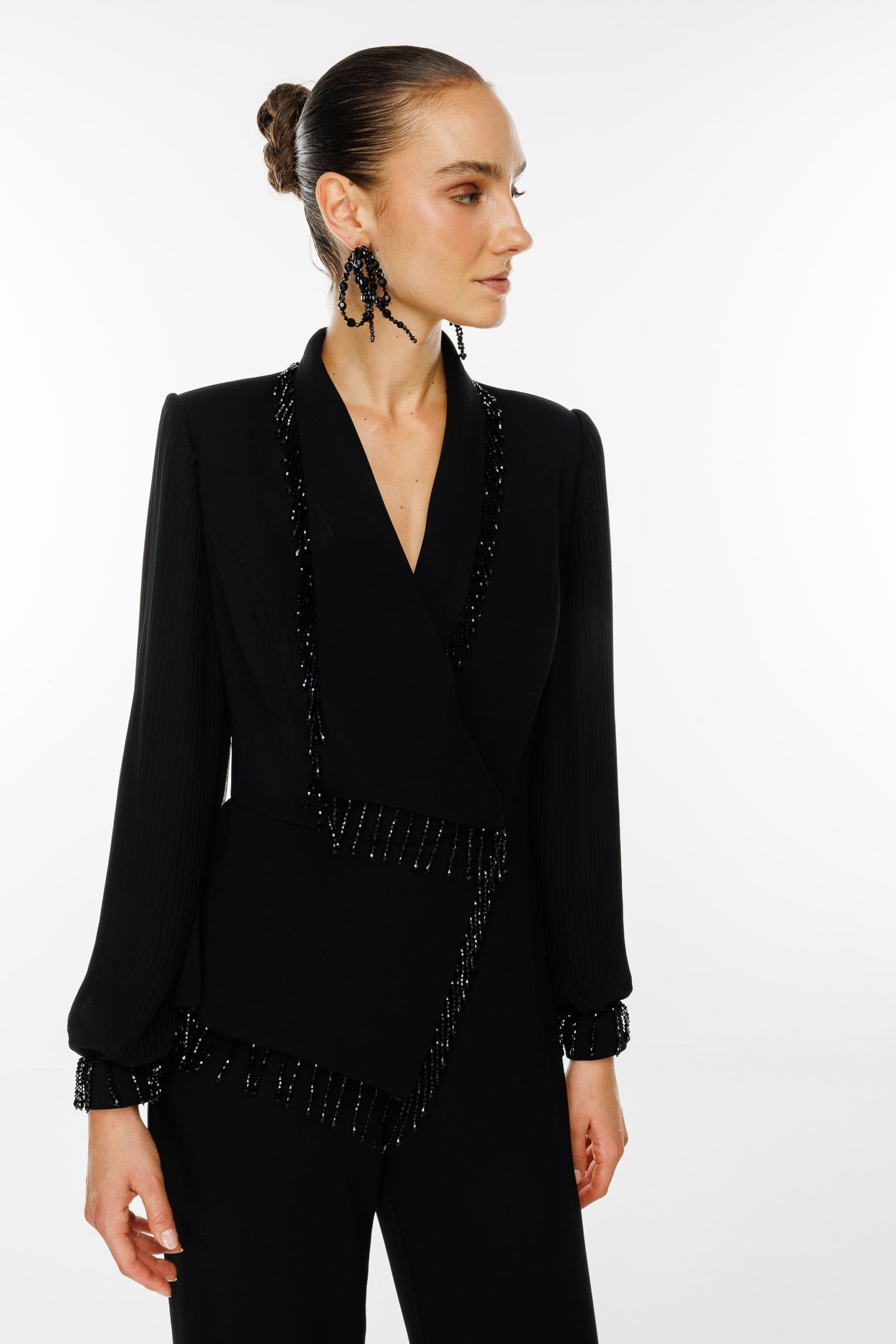 Modailgi  Boncuk Detaylı Tulum Siyah