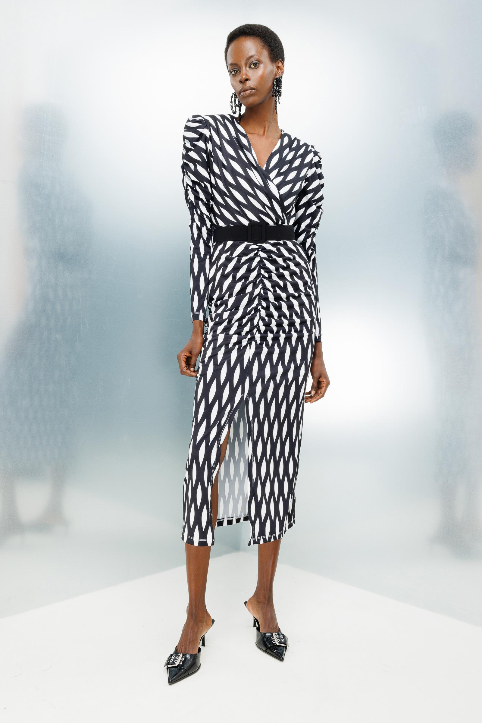 Modailgi  Büzgü Detaylı Jarse Elbise Siyah