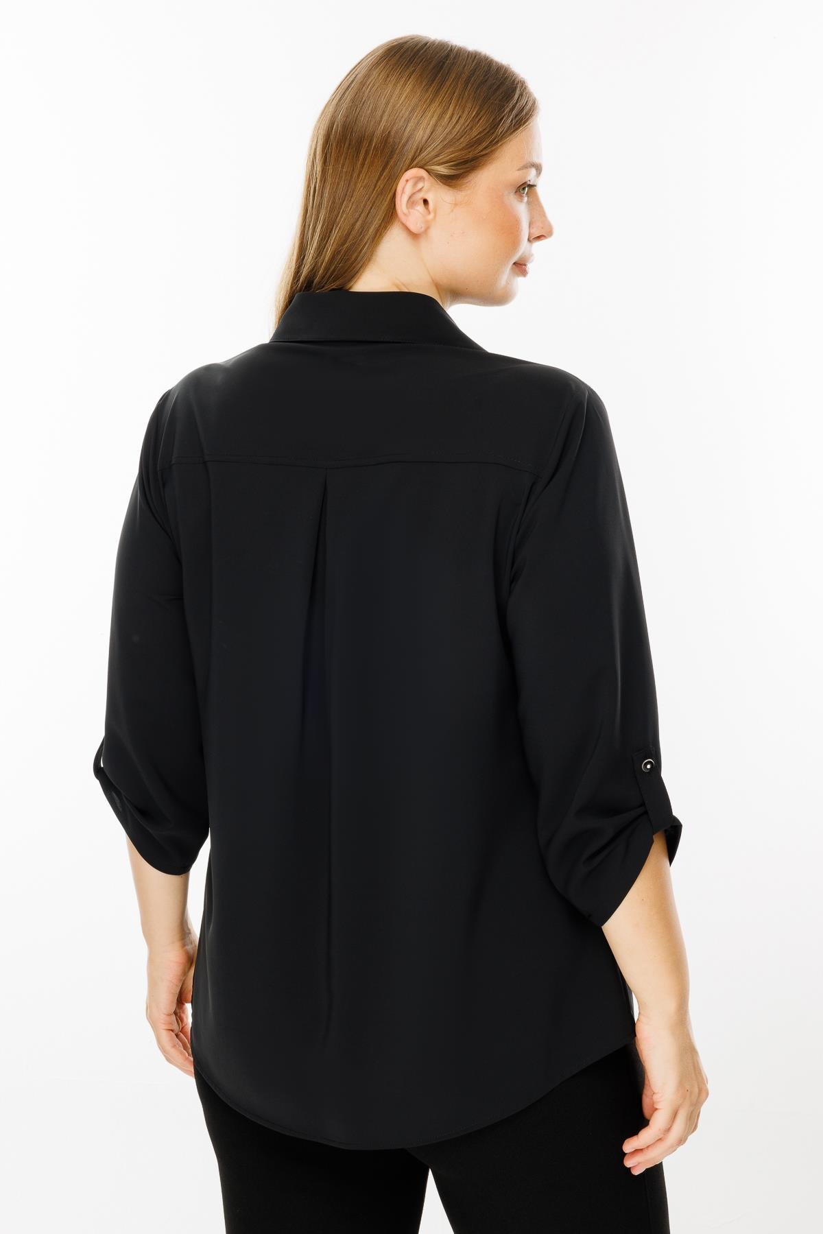 Modailgi  Cepleri Taşlı Gömlek Siyah