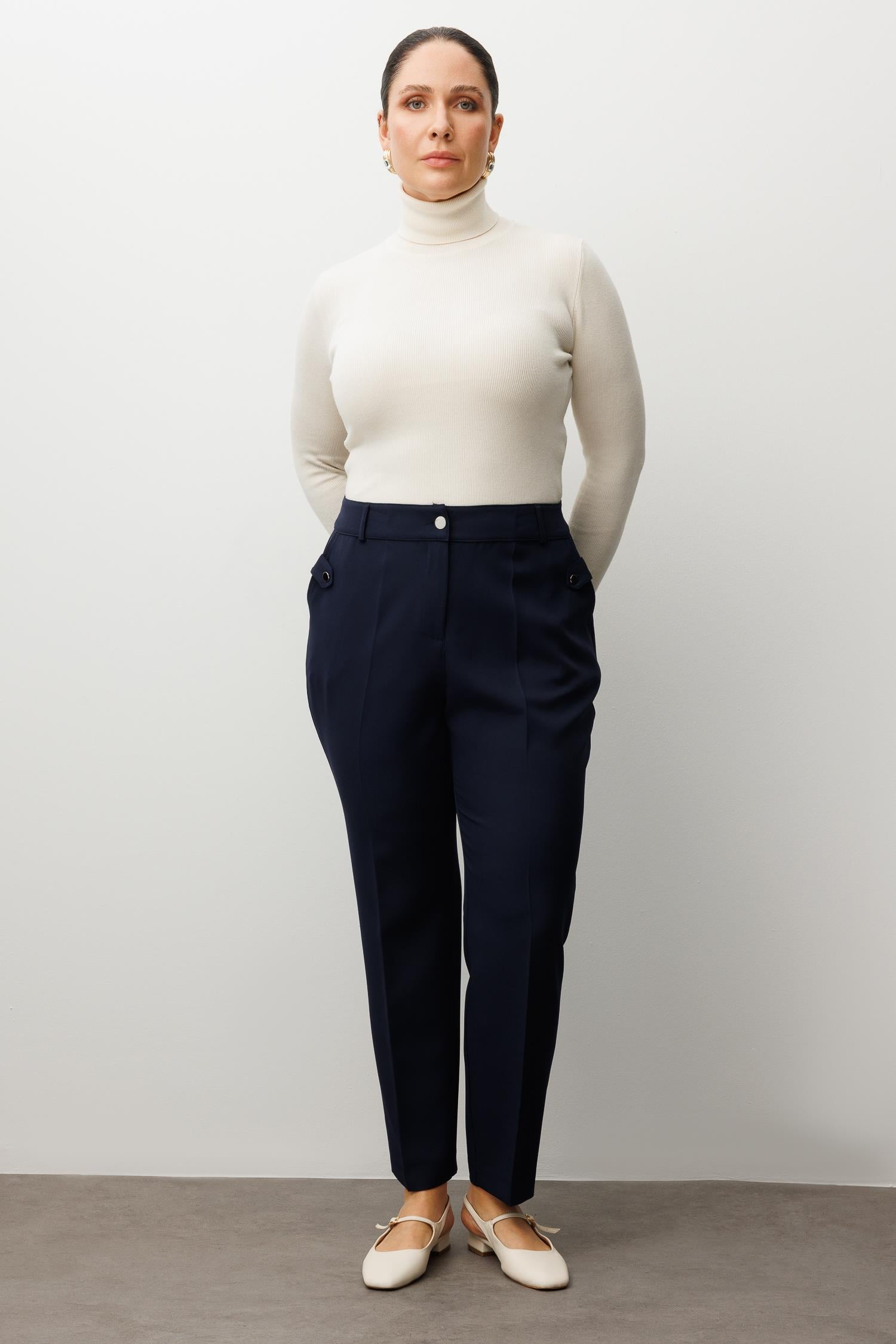 Modailgi  Cepli Beli Lastikli Pantolon Lacivert