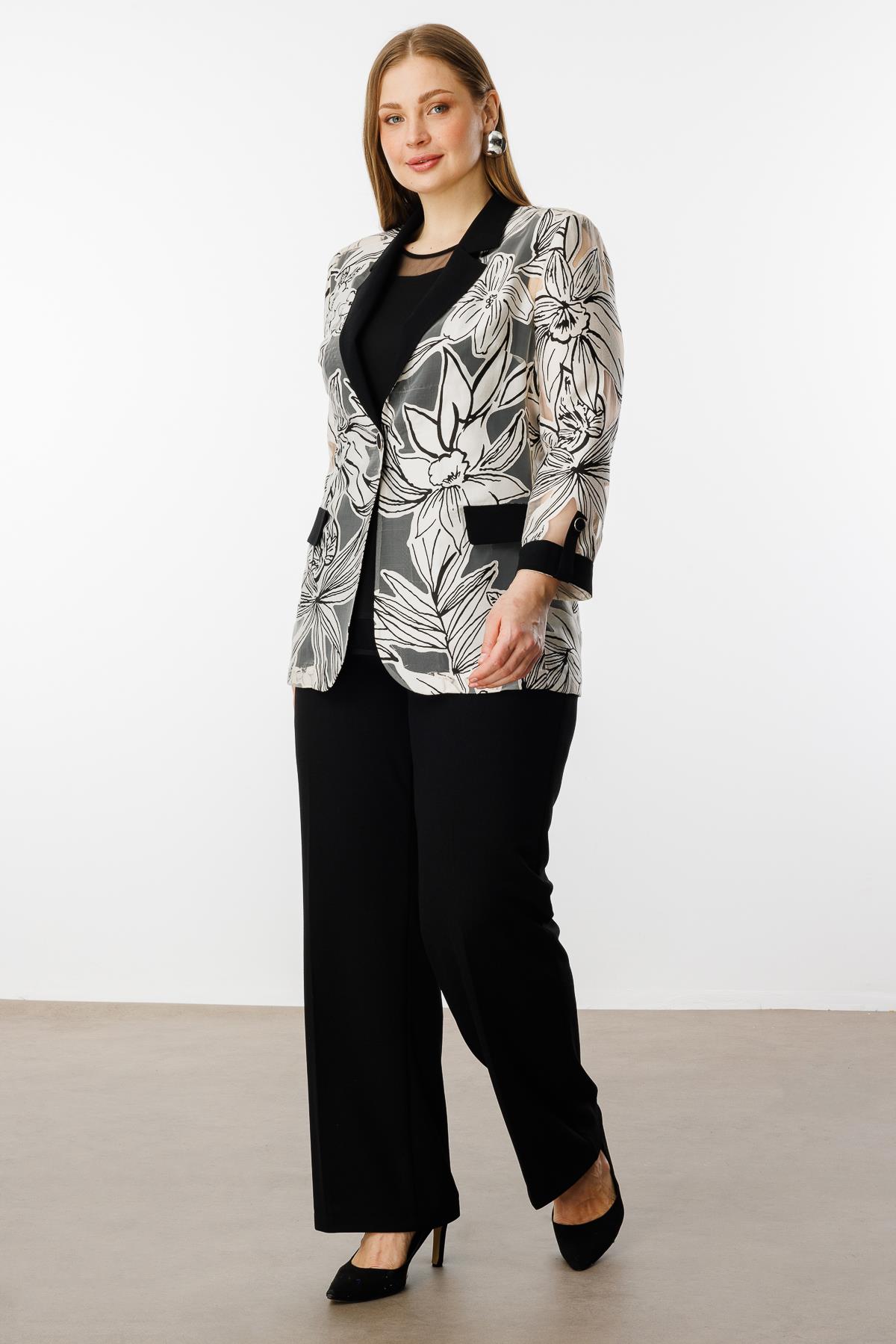 Modailgi  Çiçek Organzeli Truvakar Kol Ceket Orijinal