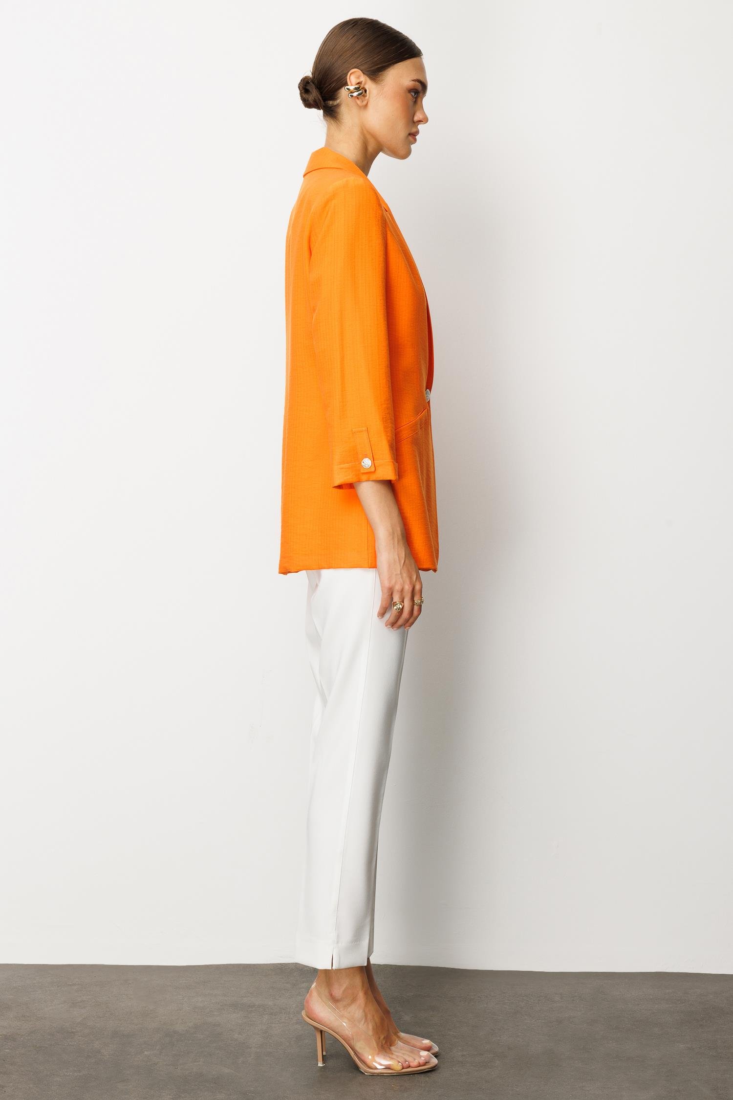 Modailgi  Duble Truvakar Kol Yarım Astarlı Rahat Kesim Ceket Orange