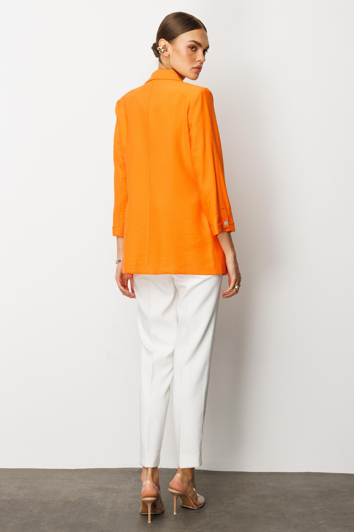 Modailgi  Duble Truvakar Kol Yarım Astarlı Rahat Kesim Ceket Orange