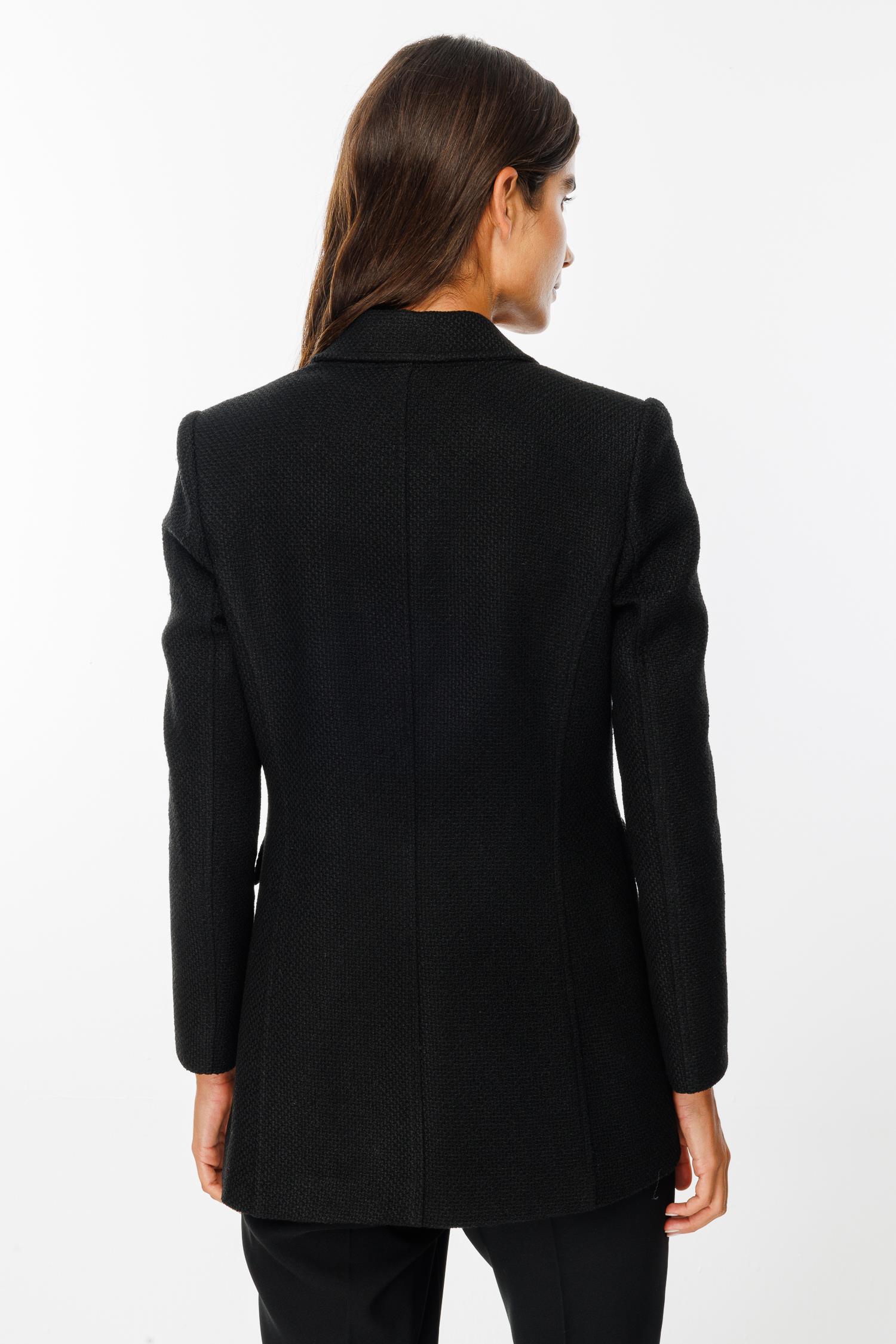 Modailgi  Düğme ve Fermuar Detaylı Tweed Ceket Siyah