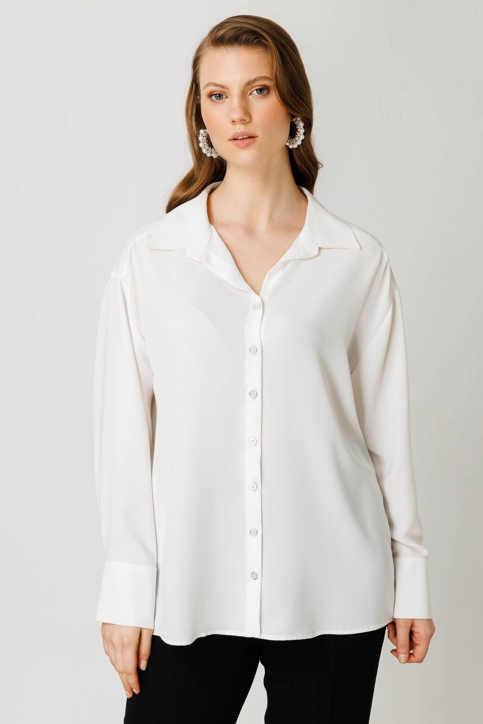 Modailgi  Düşük Omuz Salaş Gömlek Ekru