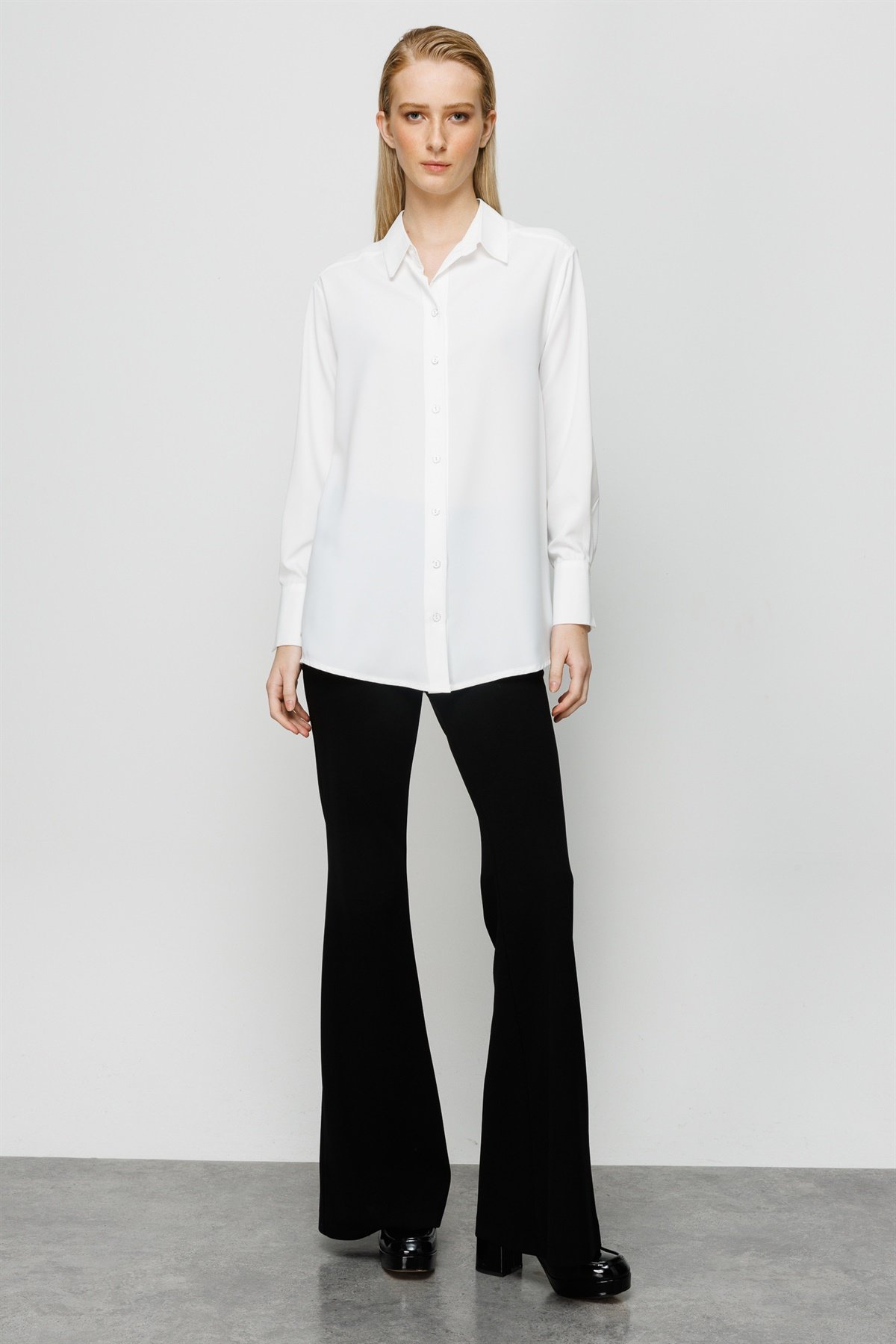 Modailgi  Düşük Omuzlu Salaş Gömlek Ekru