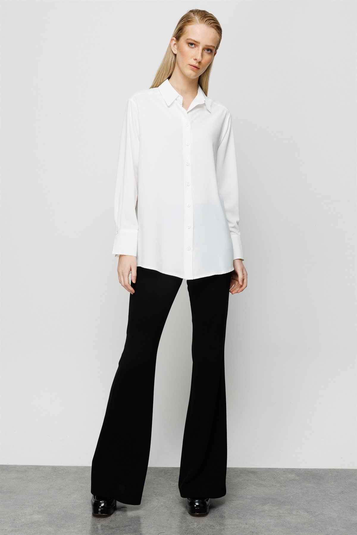 Modailgi  Düşük Omuzlu Salaş Gömlek Ekru