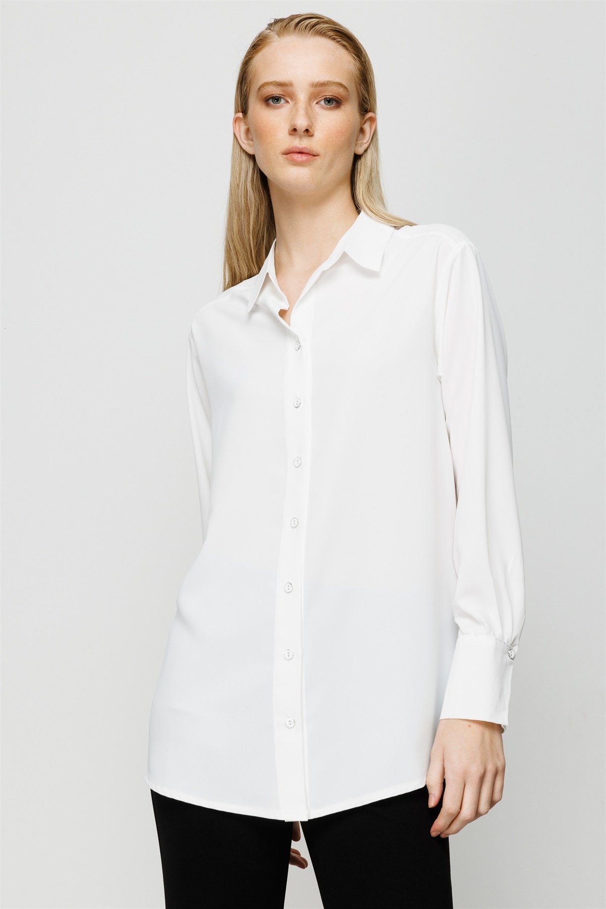 Modailgi  Düşük Omuzlu Salaş Gömlek Ekru