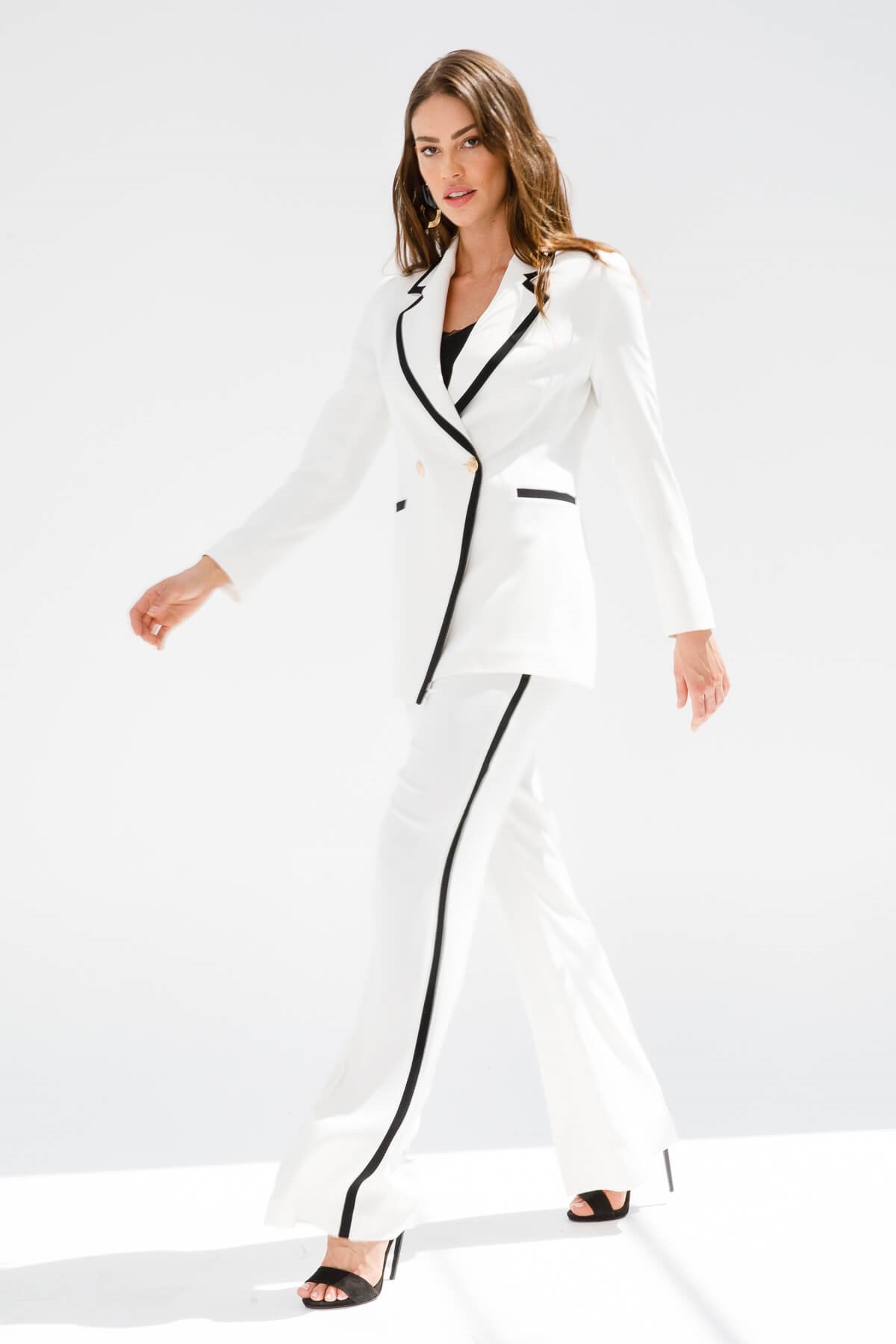 Modailgi  Enkürüsteli Bol Paça Pantolon - 7016 Ekru