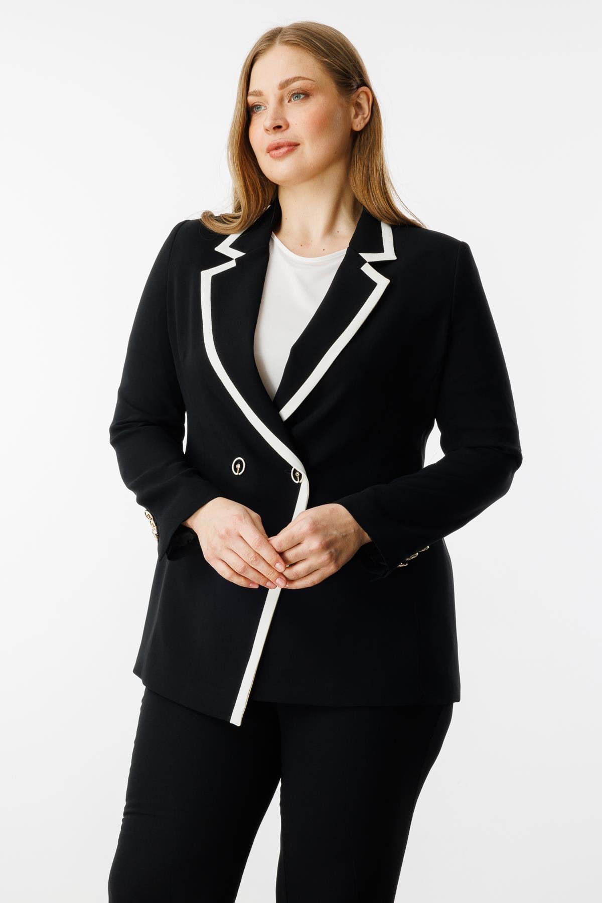 Modailgi  Enkürüsteli Kruvaze Ceket Siyah