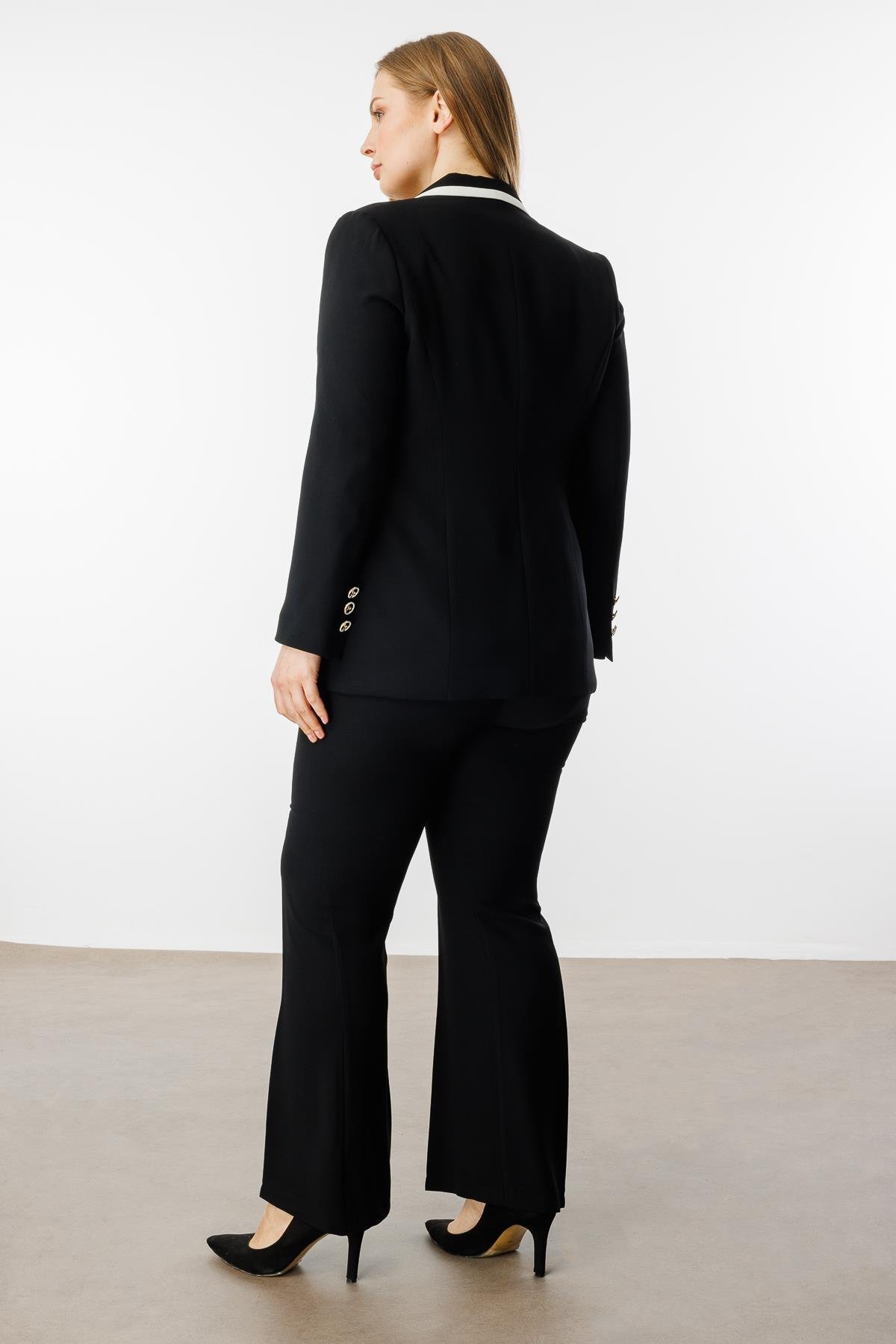 Modailgi  Enkürüsteli Kruvaze Ceket Siyah