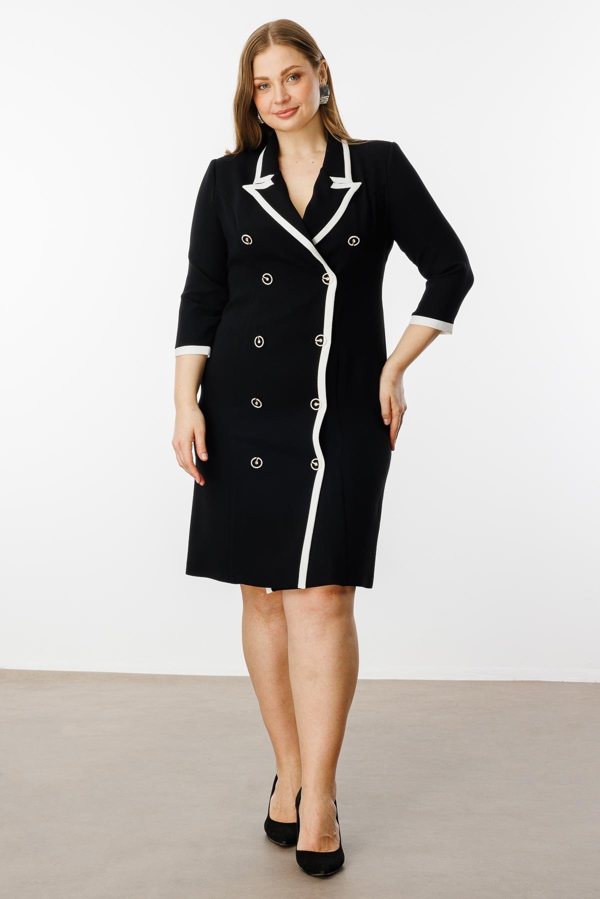 Modailgi  Enkürüsteli Kruvaze Elbise Siyah