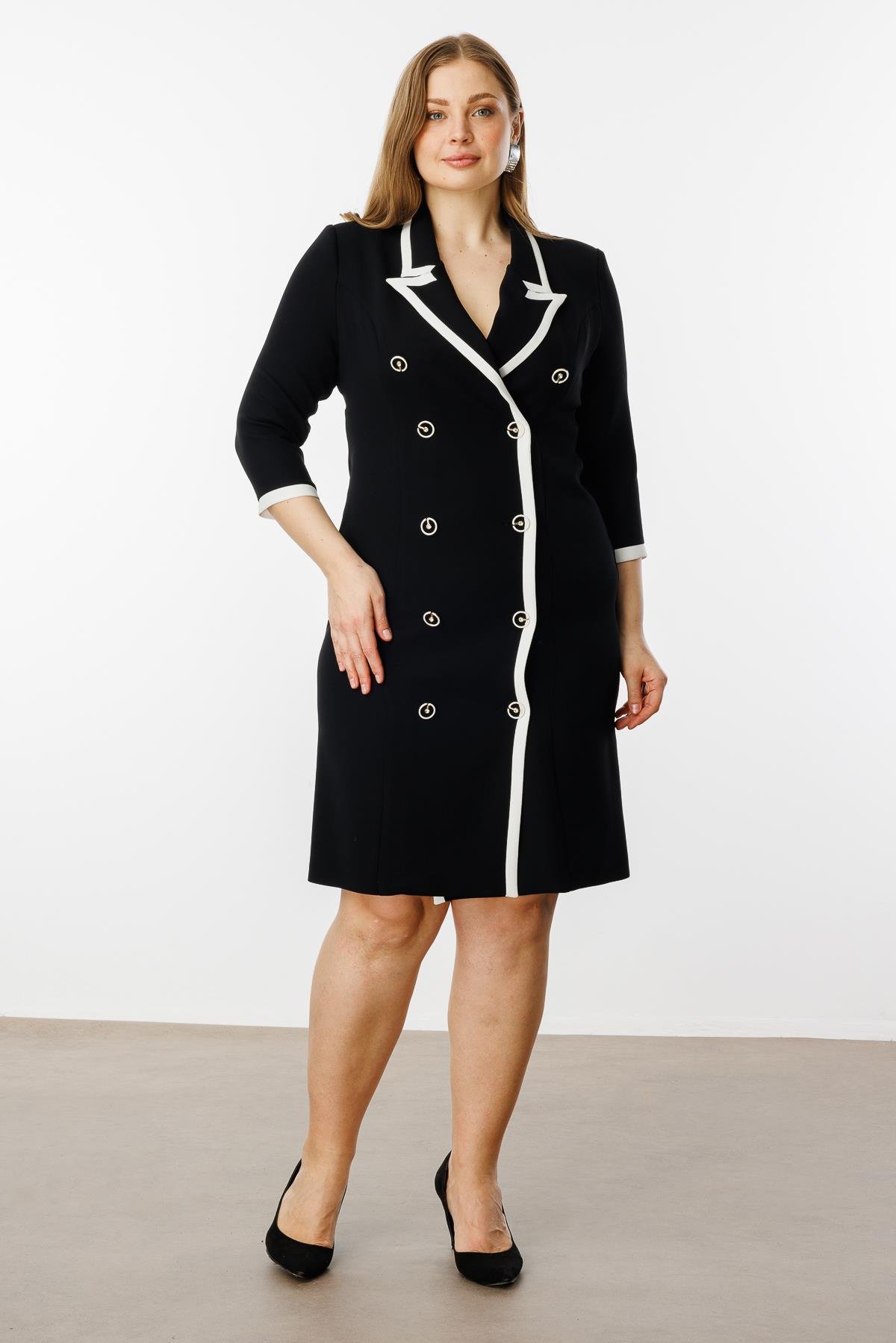 Modailgi  Enkürüsteli Kruvaze Elbise Siyah