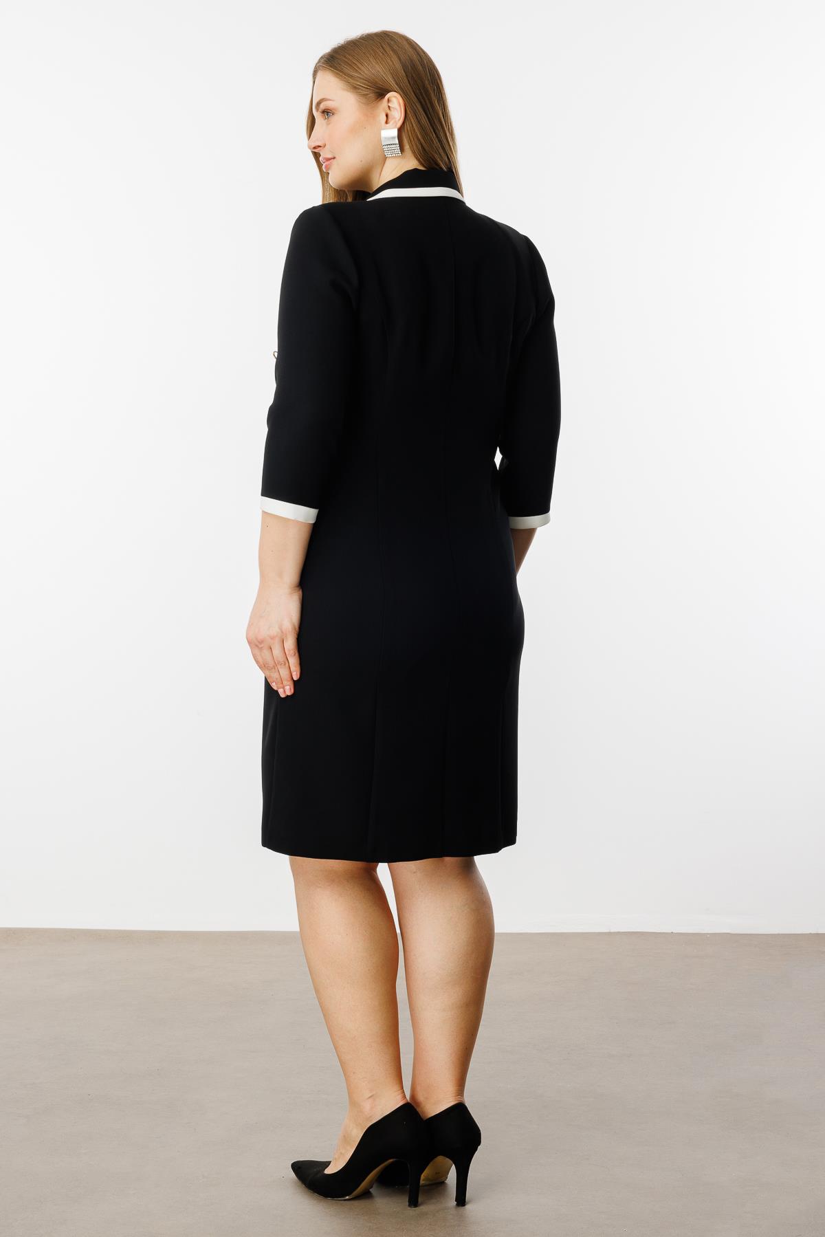 Modailgi  Enkürüsteli Kruvaze Elbise Siyah