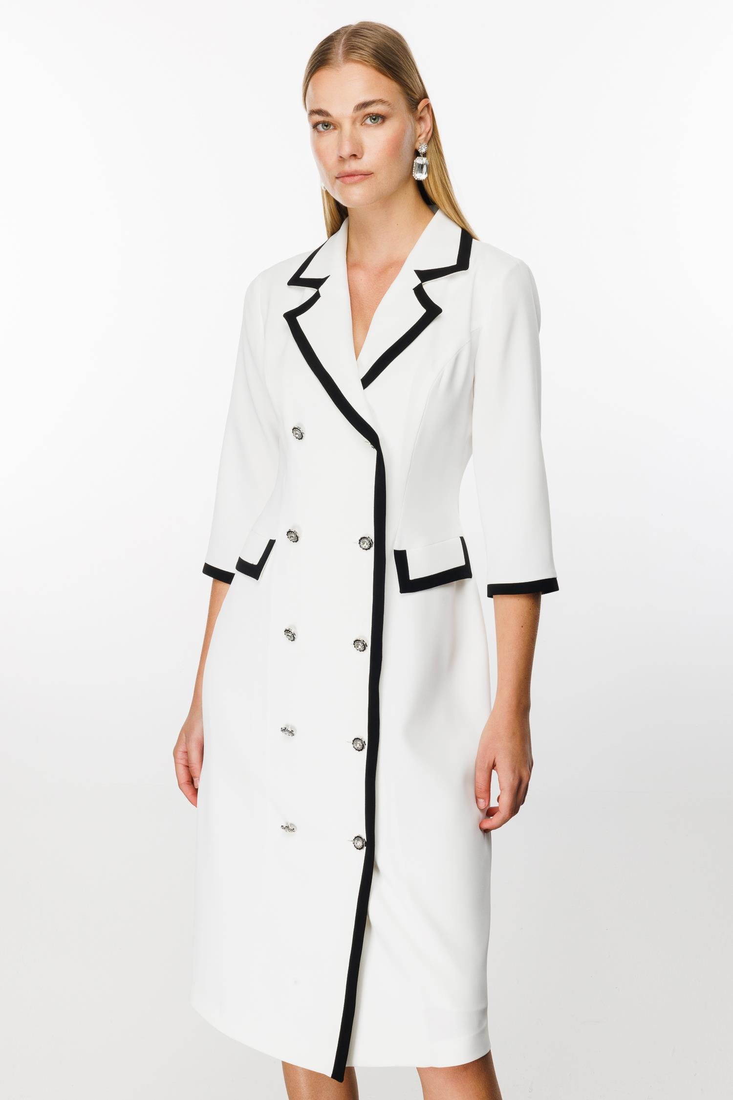 Modailgi  Enkürüsteli Kruvaze Uzun Elbise Ekru