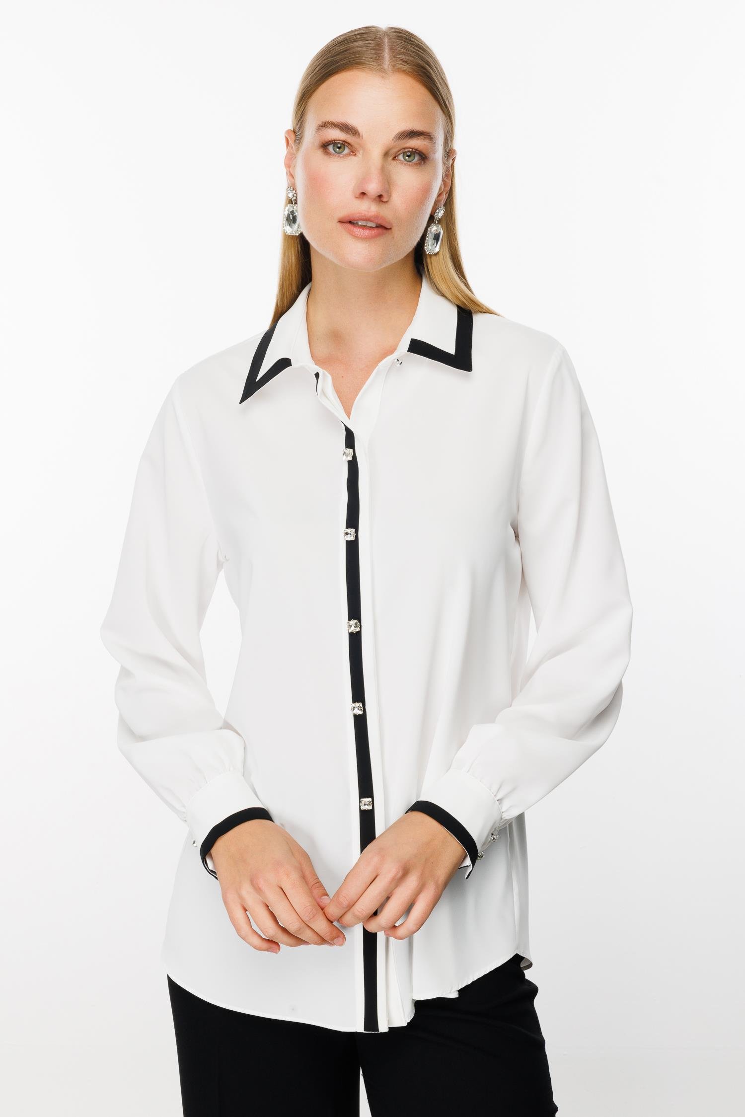 Modailgi  Enkürüsteli Taşlı Gömlek Ekru