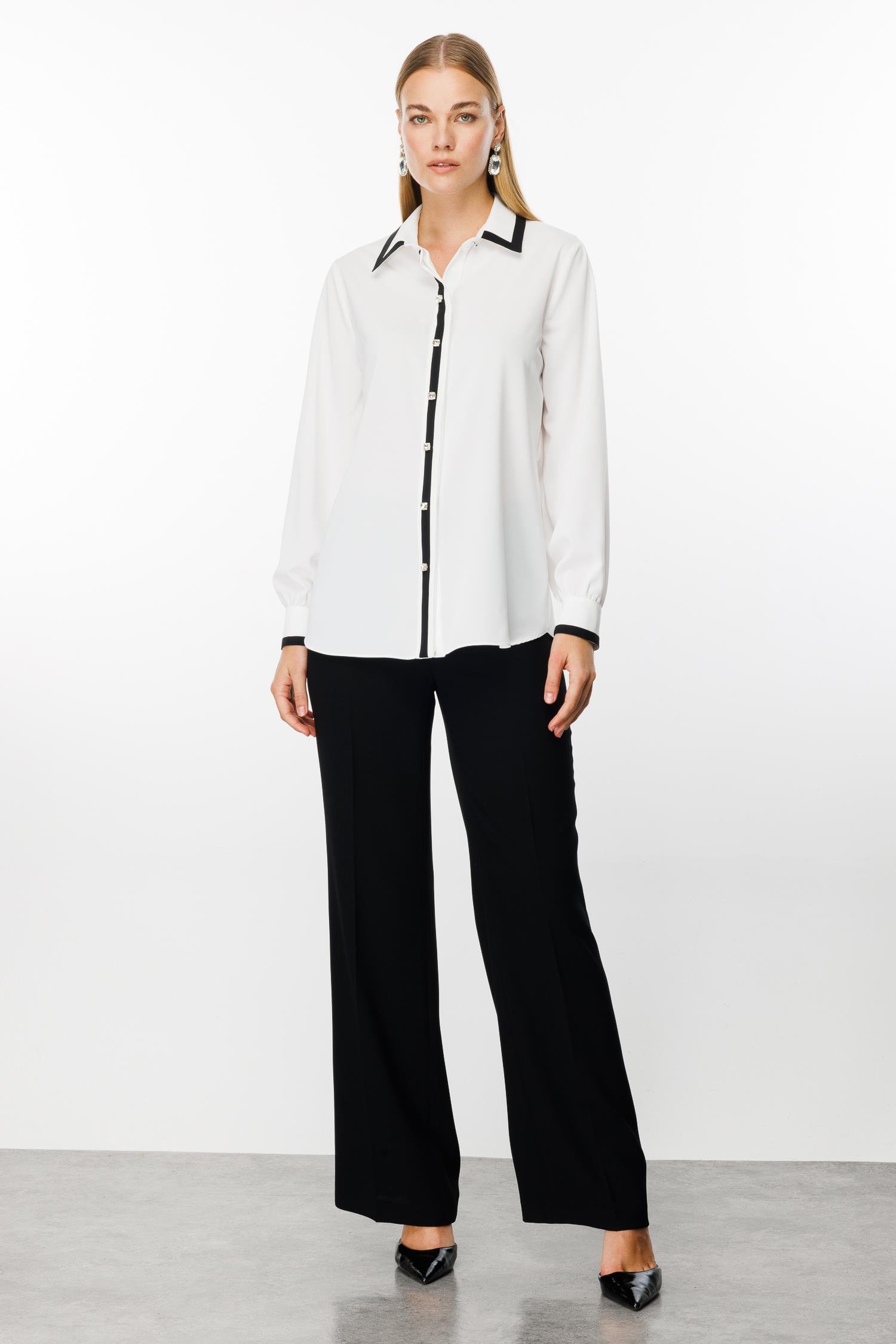 Modailgi  Enkürüsteli Taşlı Gömlek Ekru