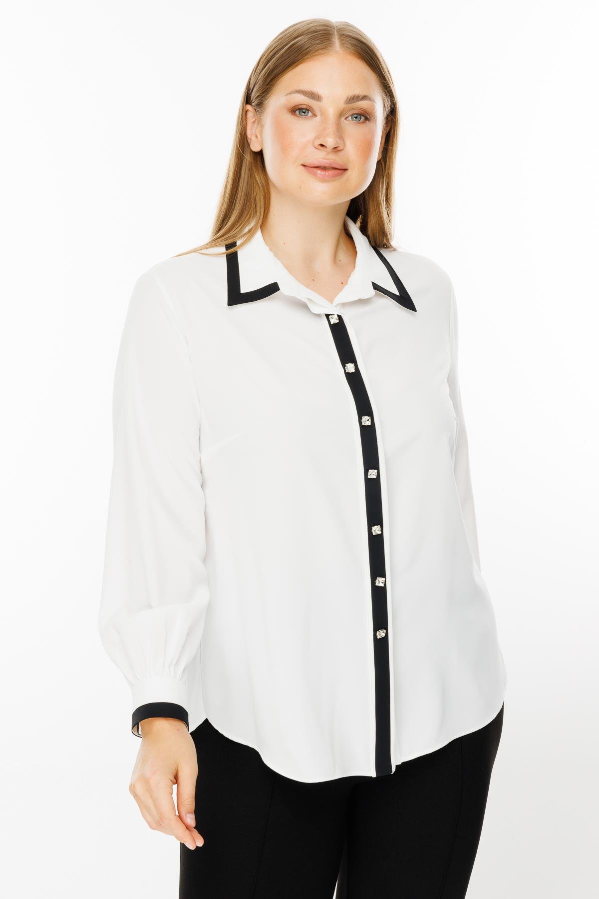 Modailgi  Enkürüsteli Taşlı Gömlek Ekru