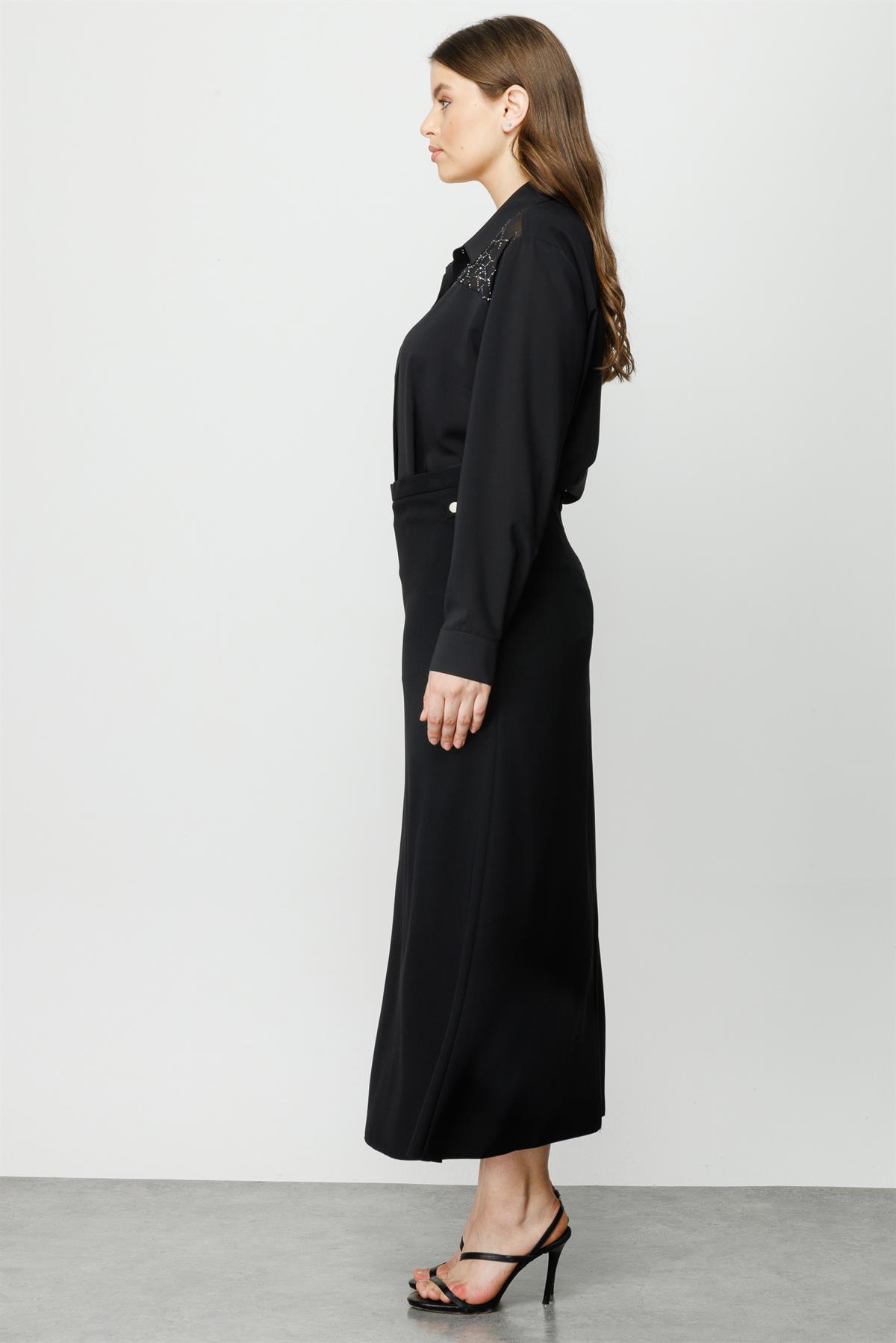 Modailgi  Klasik Uzun Çan Etek Siyah