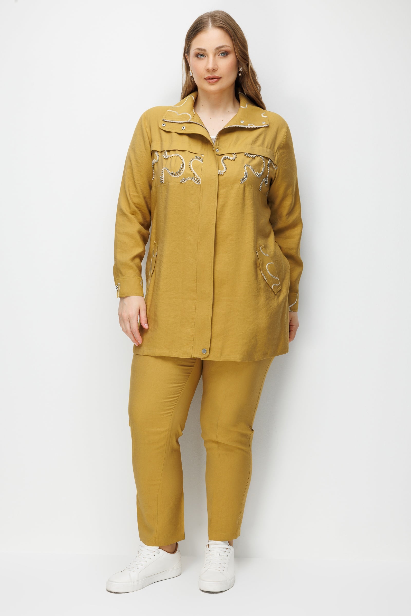 Modailgi  Fermuarlı Nakışlı Tunik Asit