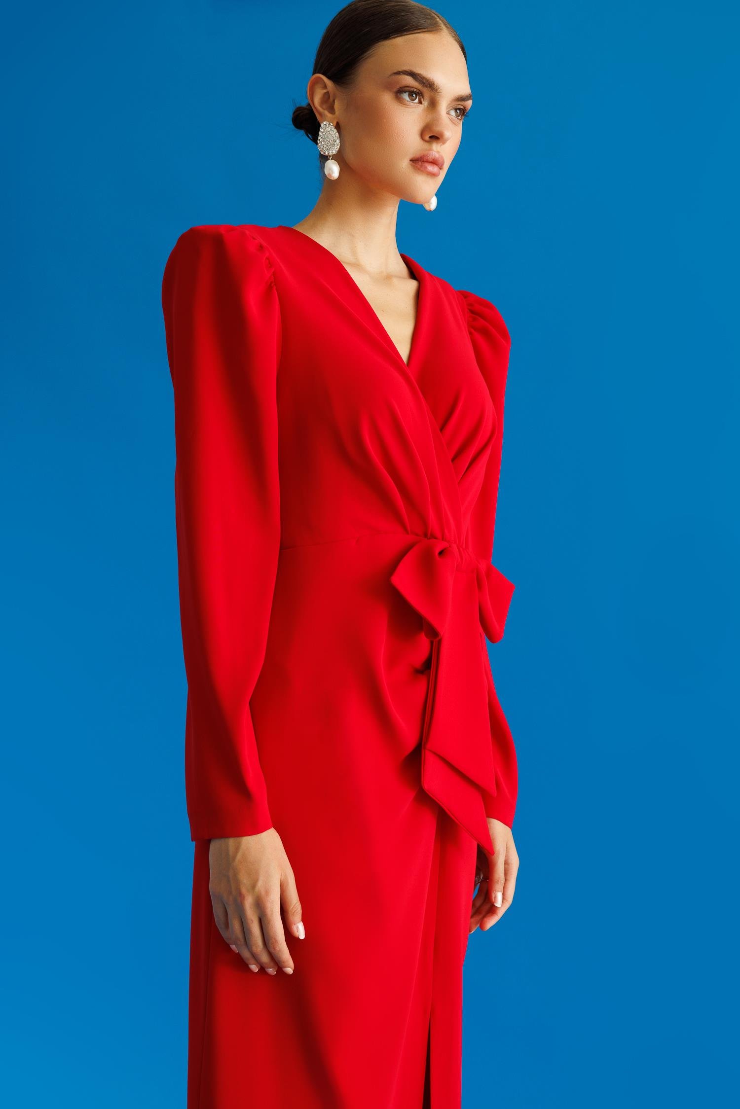 Modailgi  Fiyonk Detaylı Elbise Kırmızı