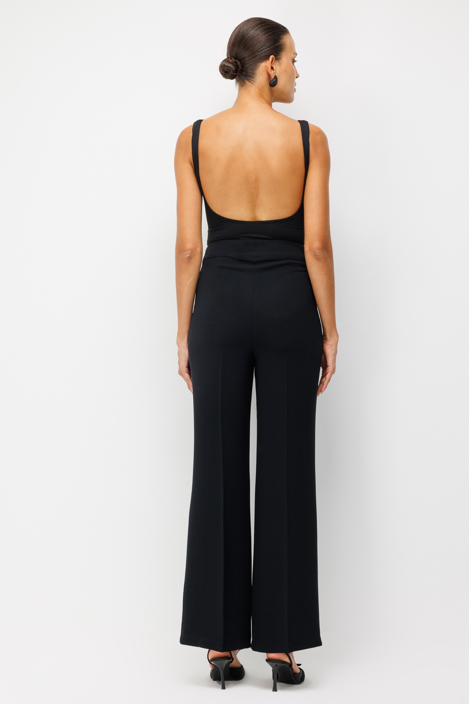 Modailgi  Geniş Paça Dokuma Pantolon - 75057 Siyah