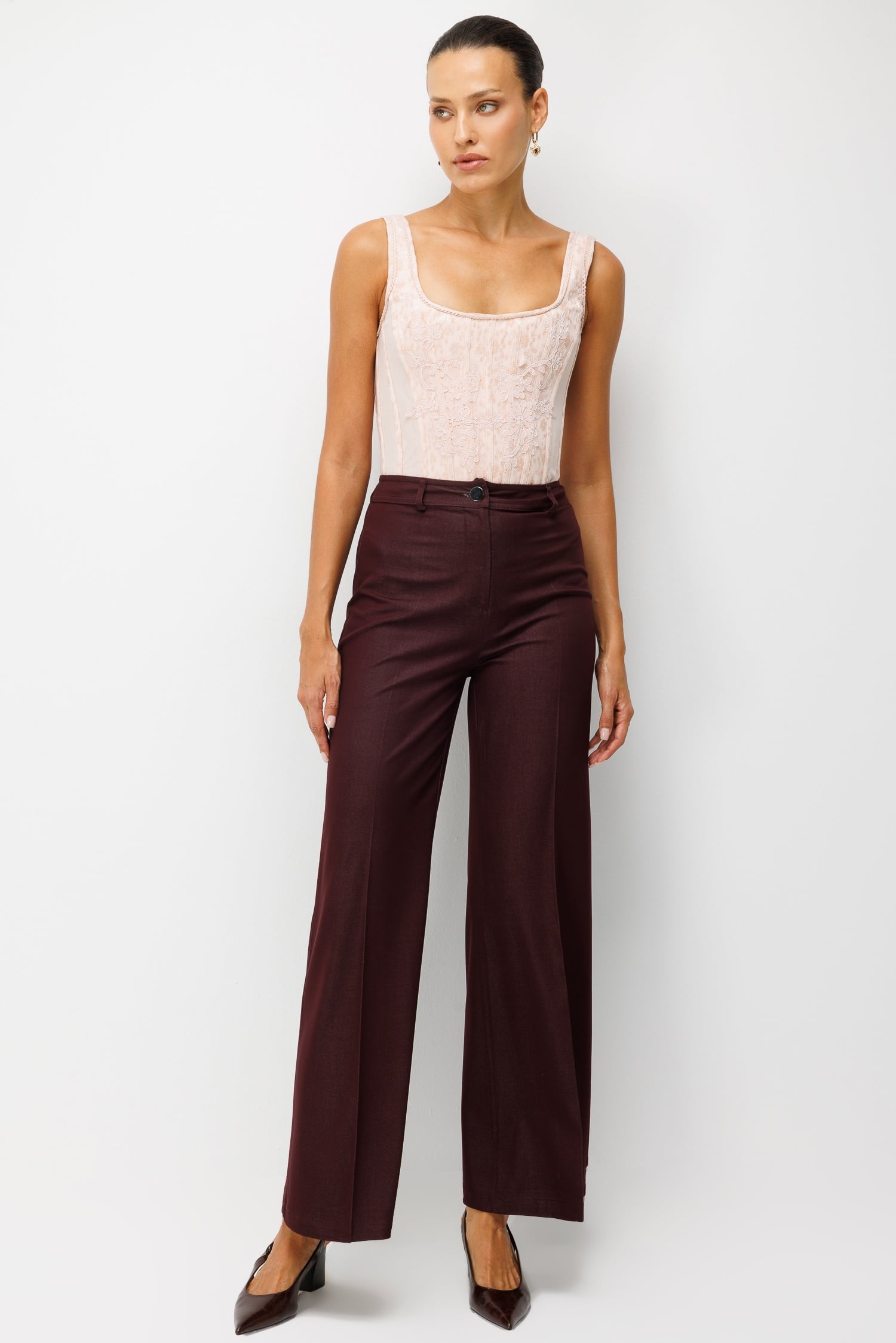 Modailgi  Geniş Paça Pantolon - 10161 Bordo