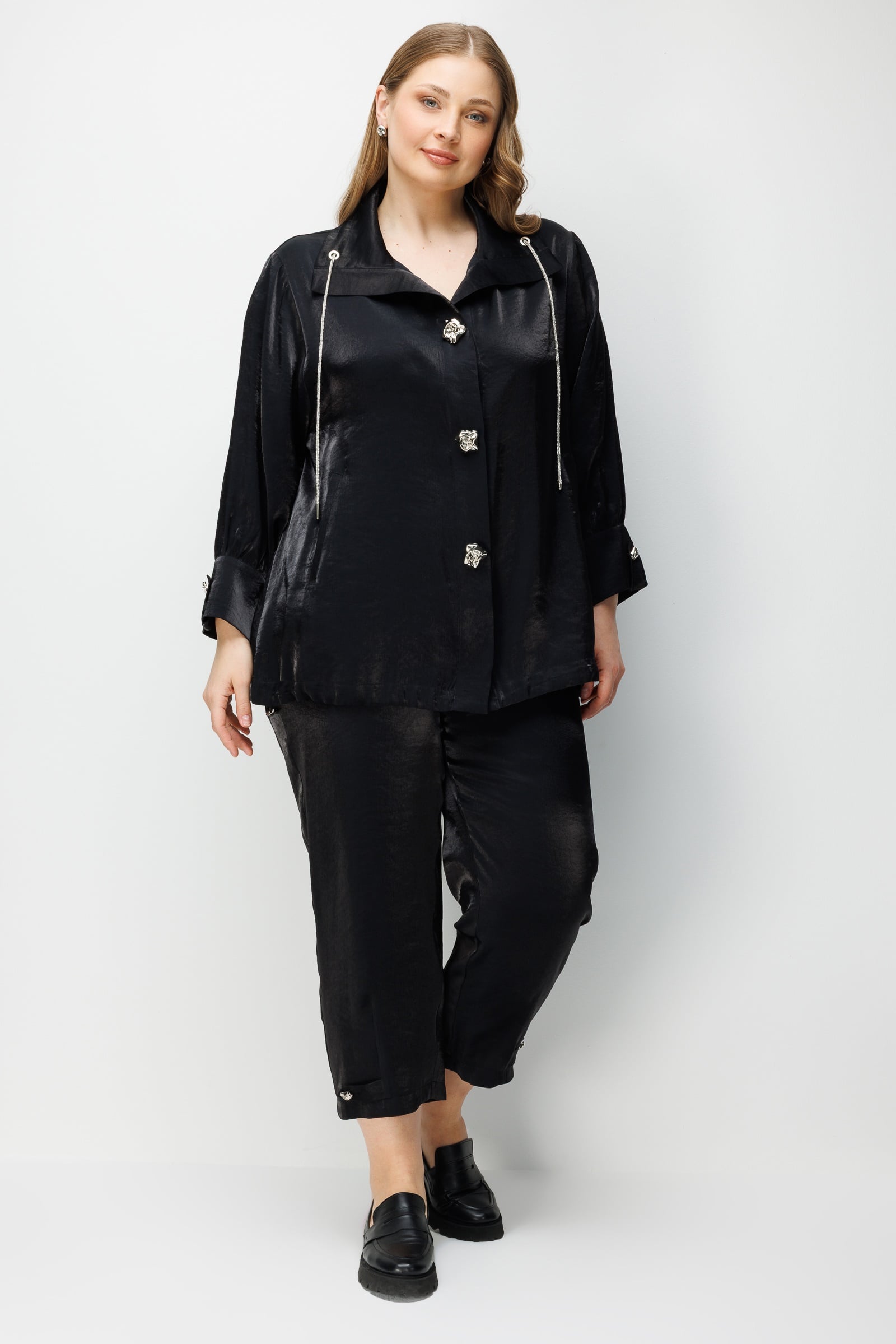 Modailgi  Geniş Salaş Yaka Oversize Gömlek - 30129 Siyah