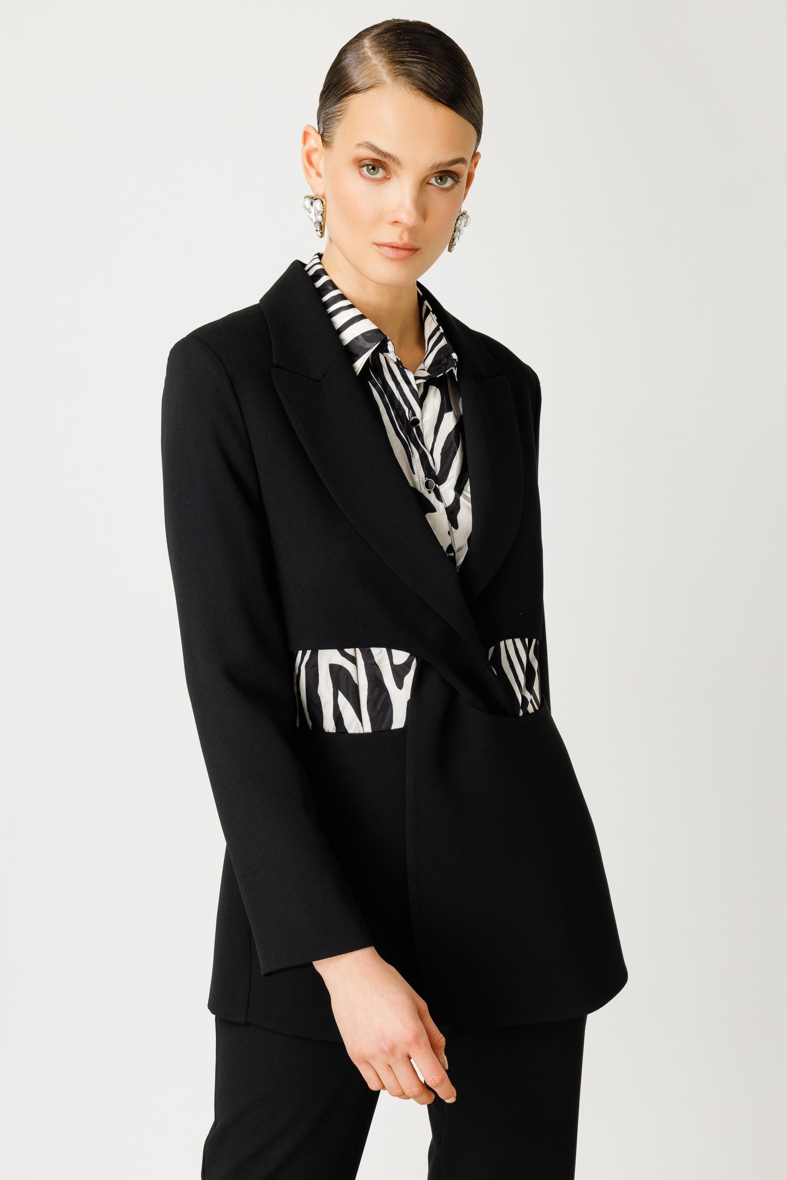 Modailgi  İç İçe Geçmeli Arkası Çıtçıtlı Ceket Siyah