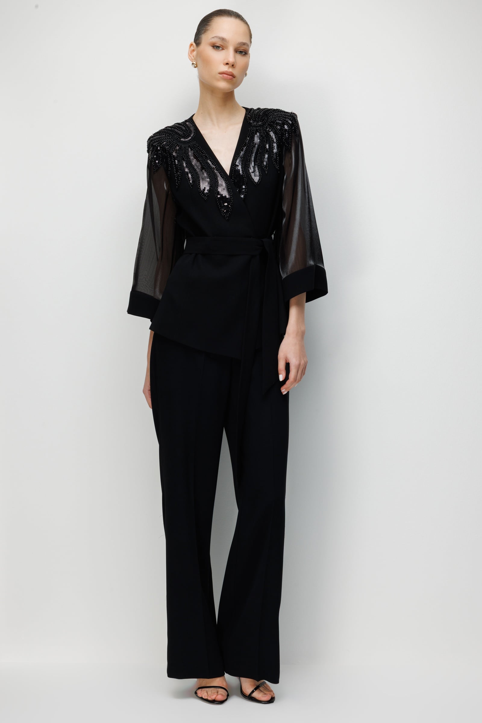 Modailgi  İspanyol Paça Dokuma Pantolon - 75019 Siyah