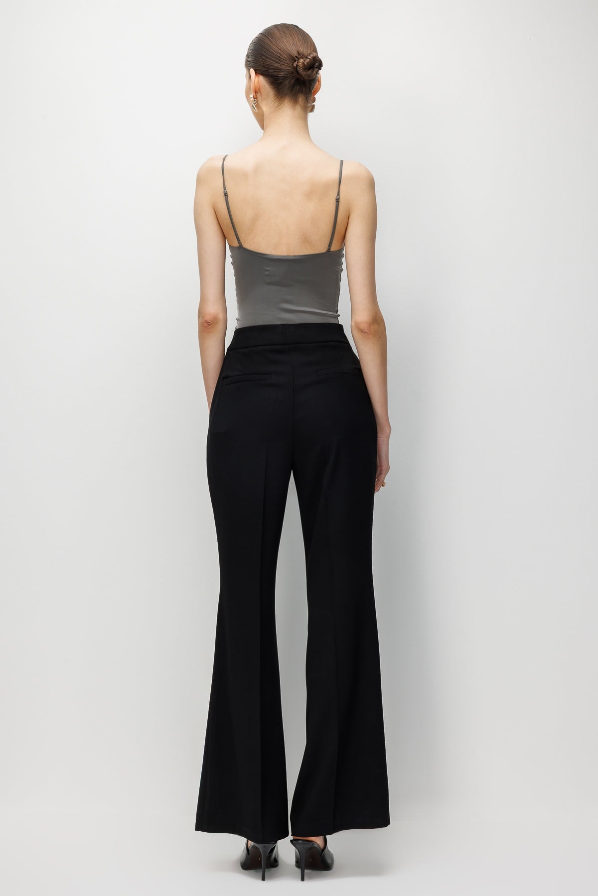 Modailgi  İspanyol Paça Krep Kumaş Pantolon - 75024 Siyah