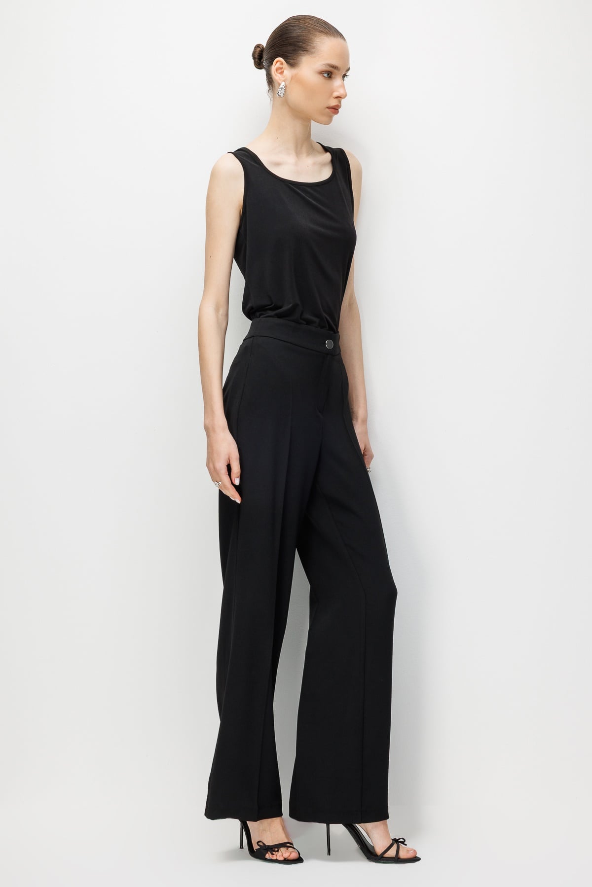 Modailgi  İspanyol Paça Krep Kumaş Pantolon - 75042 Siyah