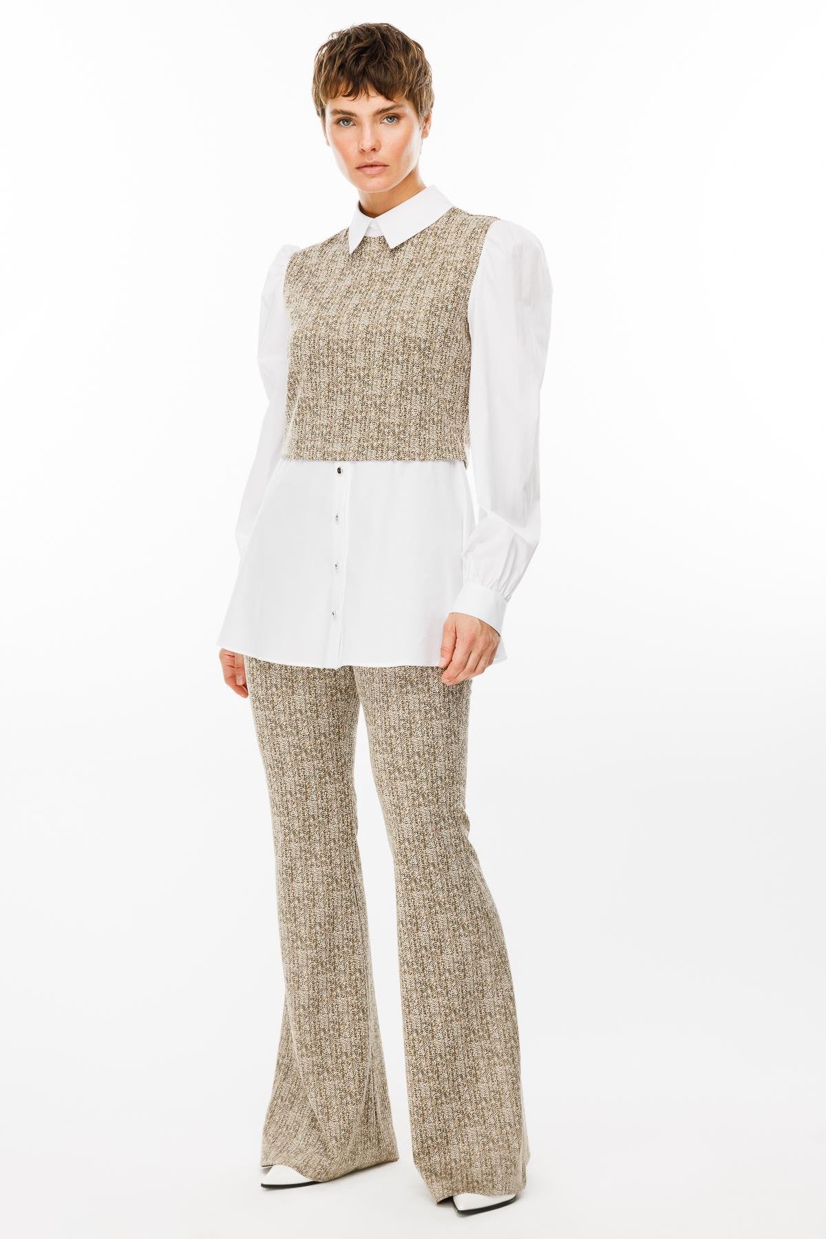 Modailgi  İspanyol Paça Örme Pantolon - 1573,7967 Haki