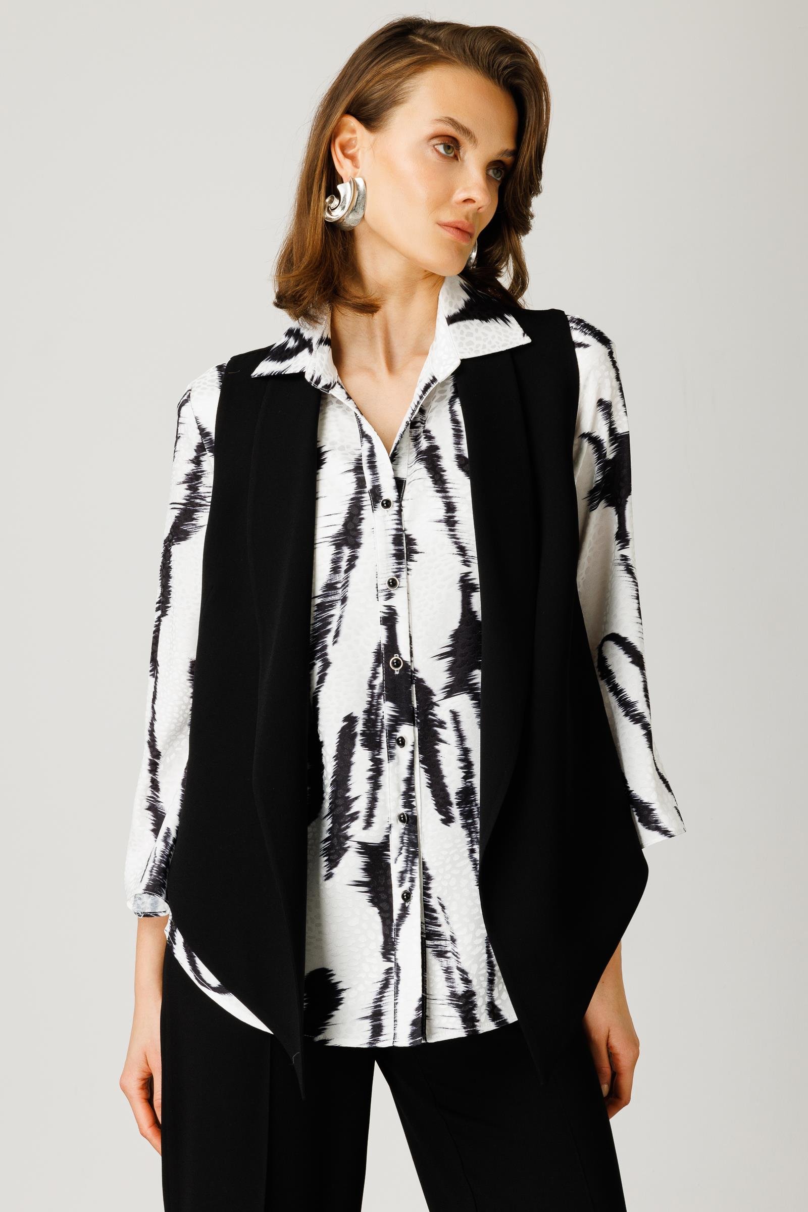 Modailgi  Jakar Desenli Salaş Gömlek Siyah