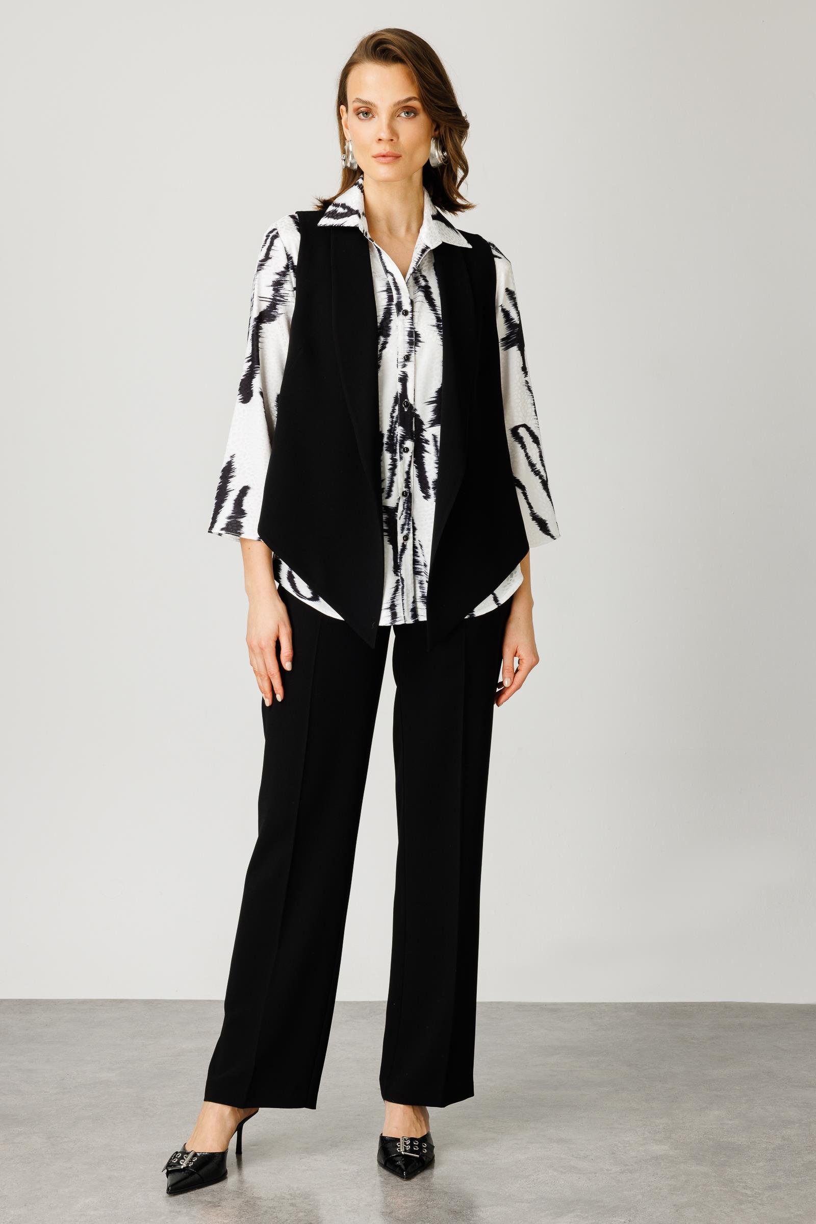 Modailgi  Jakar Desenli Salaş Gömlek Siyah