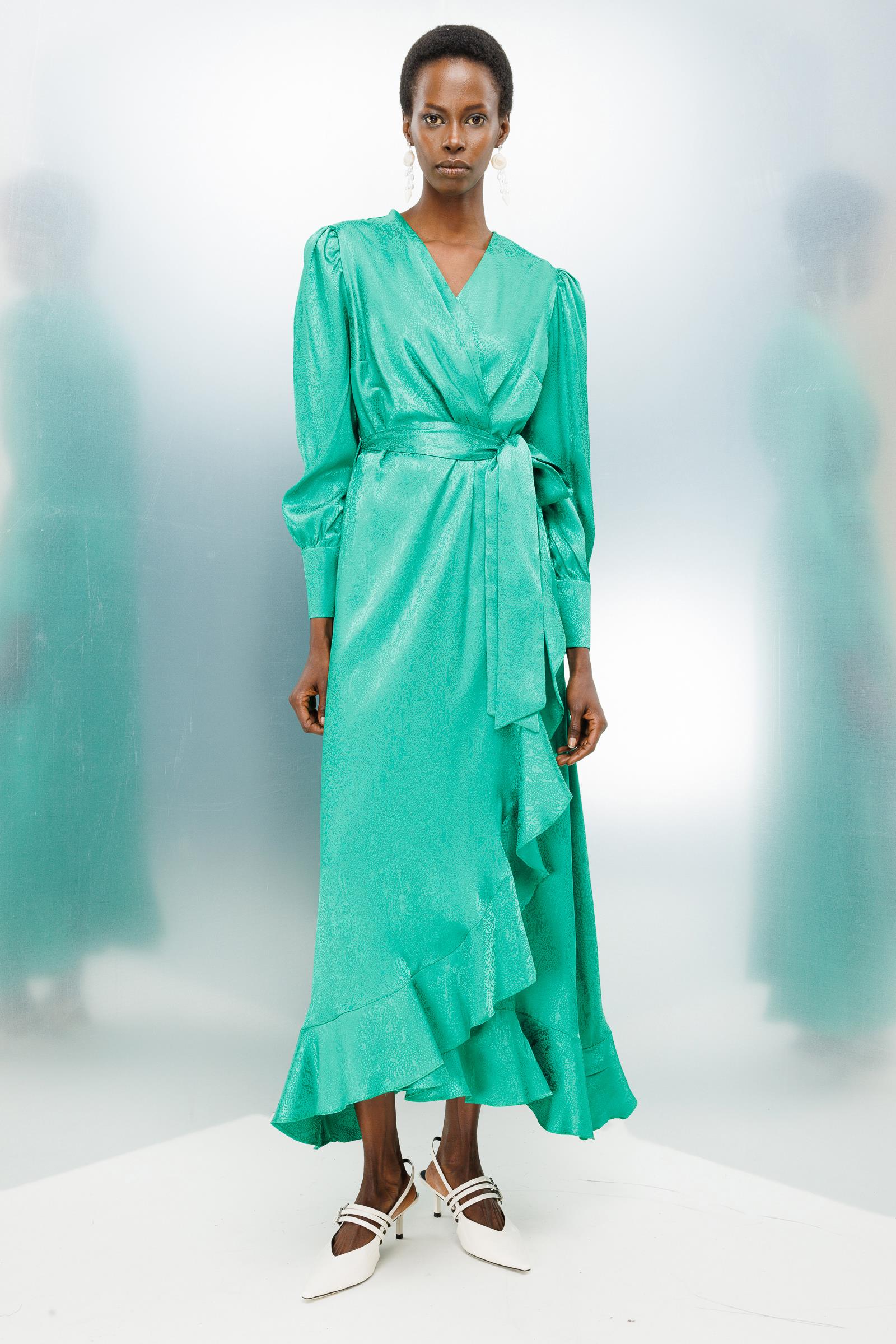 Modailgi  Jakarlı Kruvaze Elbise Yeşil