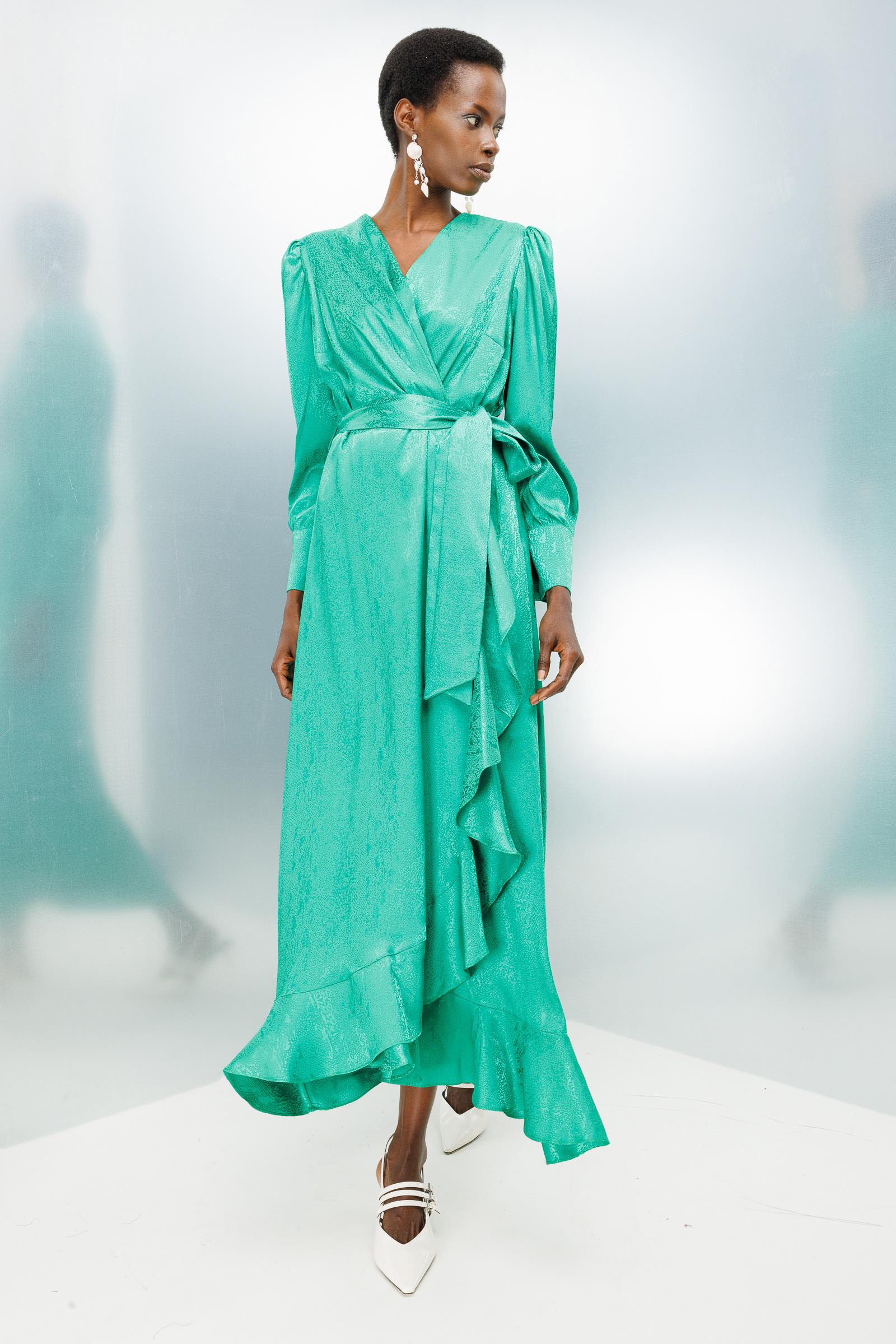 Modailgi  Jakarlı Kruvaze Elbise Yeşil