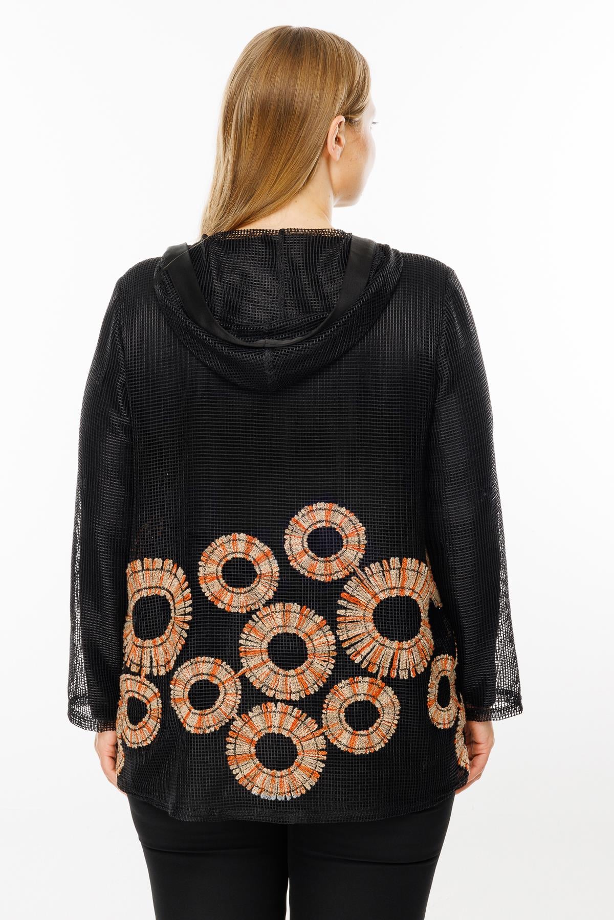 Modailgi  Kapüşonlu File Tunik Siyah