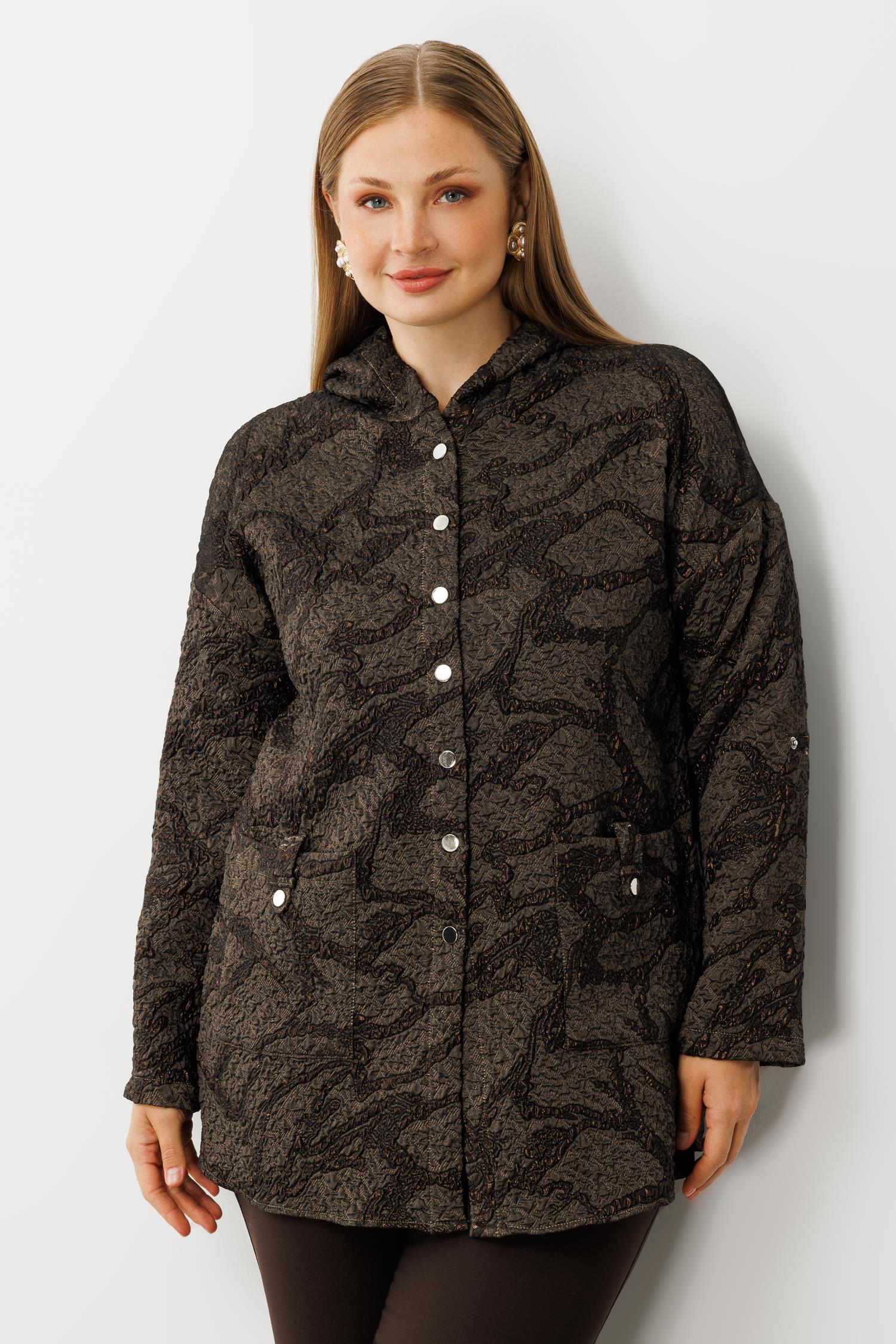 Modailgi  Kapüşonlu Jakar Tunik Kahve