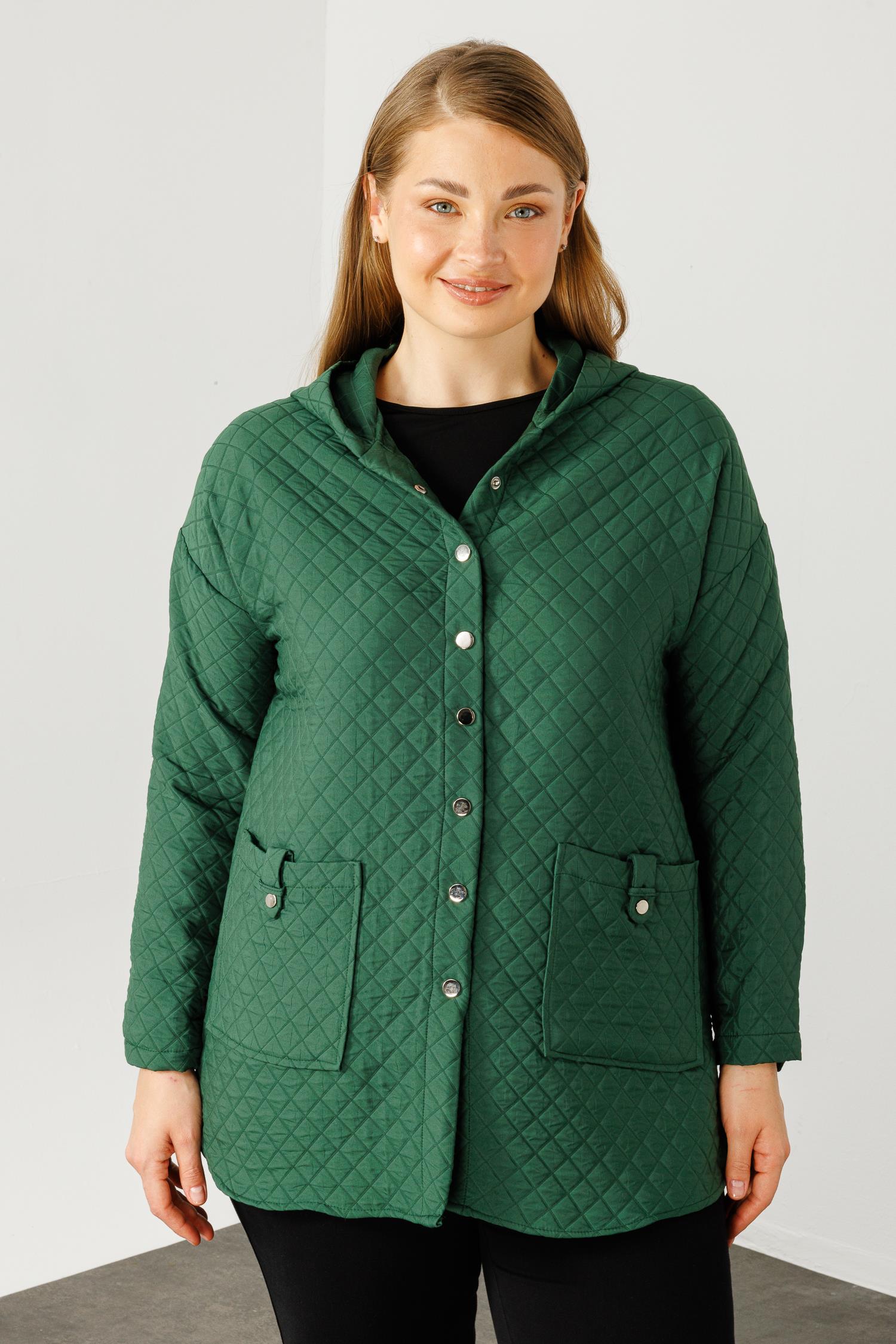 Modailgi  Kapüşonlu Kapitone Mont Yeşil