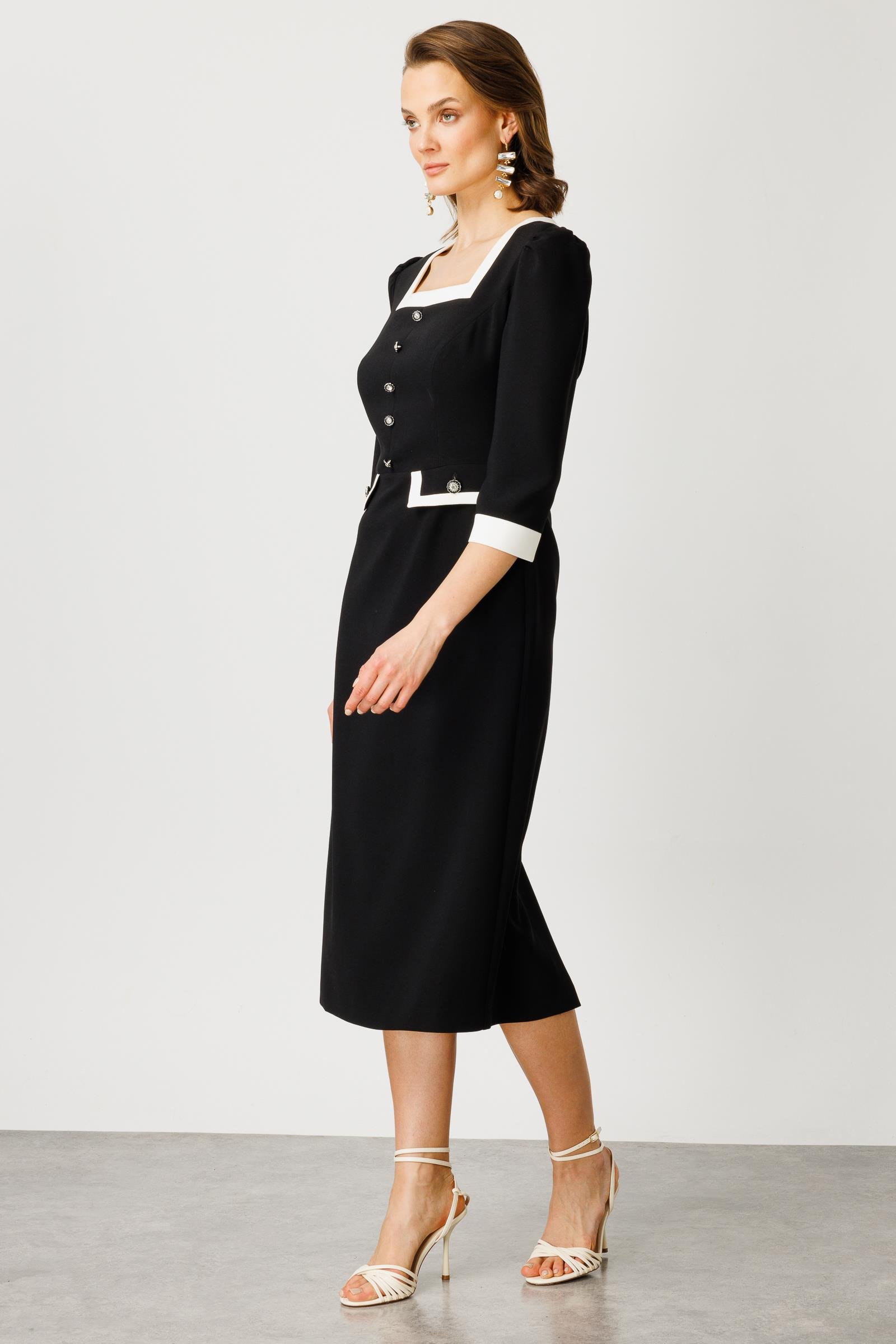 Modailgi  Kare Yaka Enkürüsteli Elbise Siyah