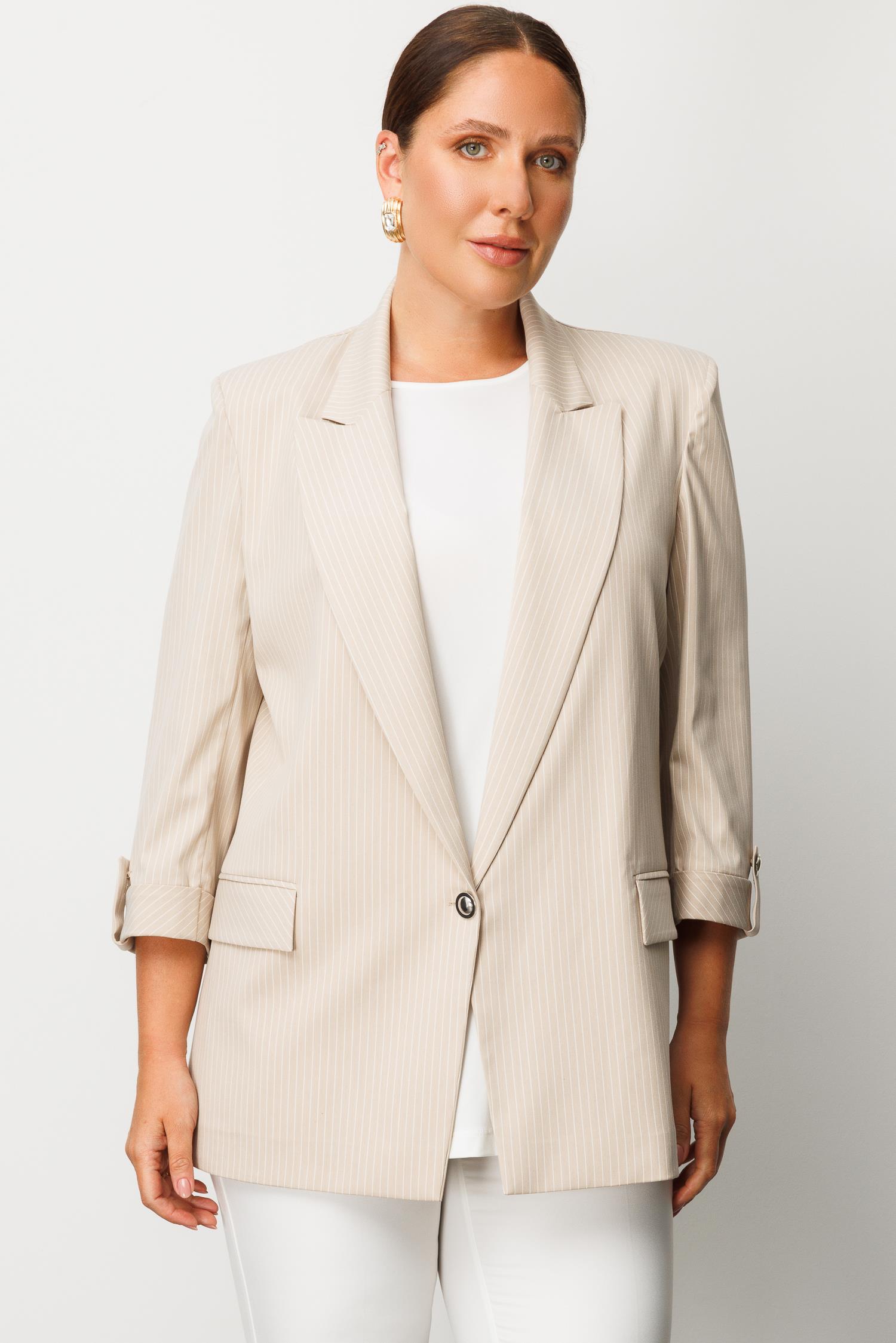 Modailgi  Kelebek Yaka Truvakar Kol Yarım Astarlı Ceket Taş