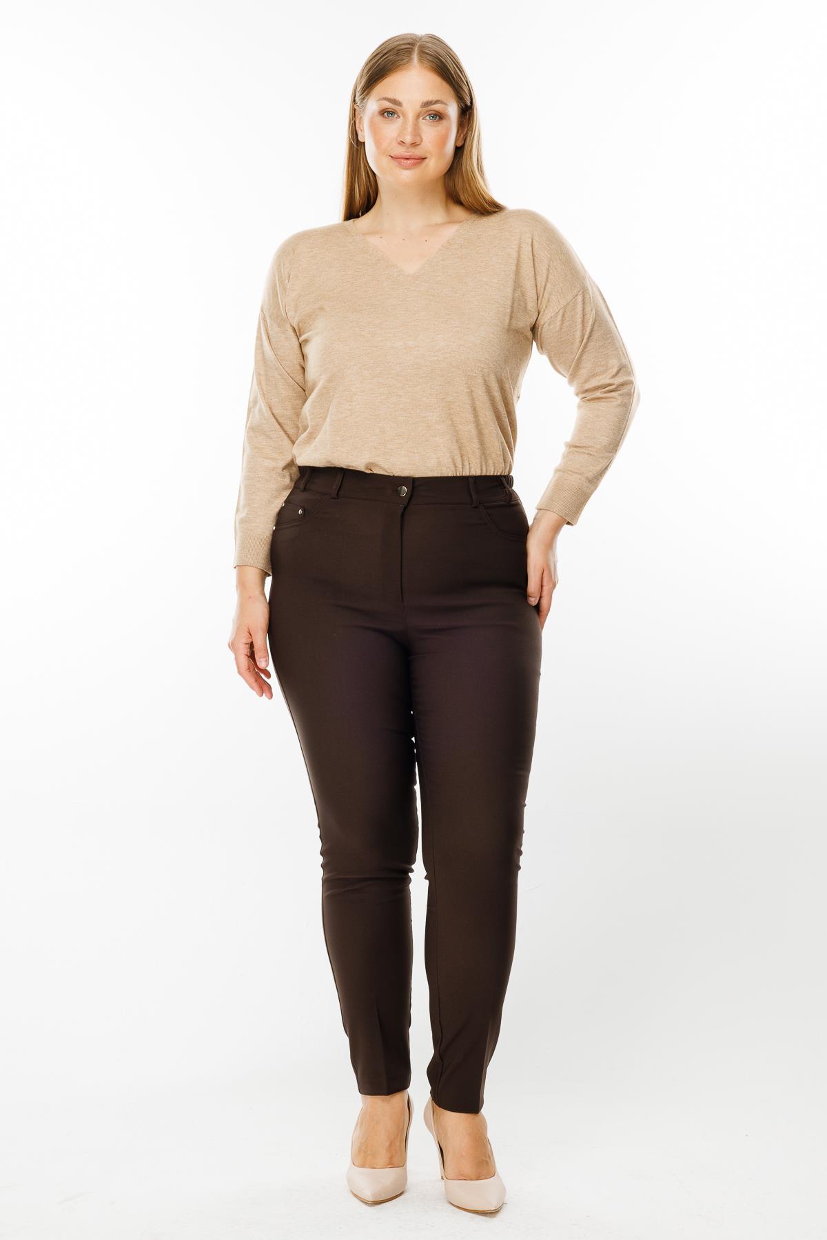 Modailgi  Kemeri Lastikli Pantolon Kahve