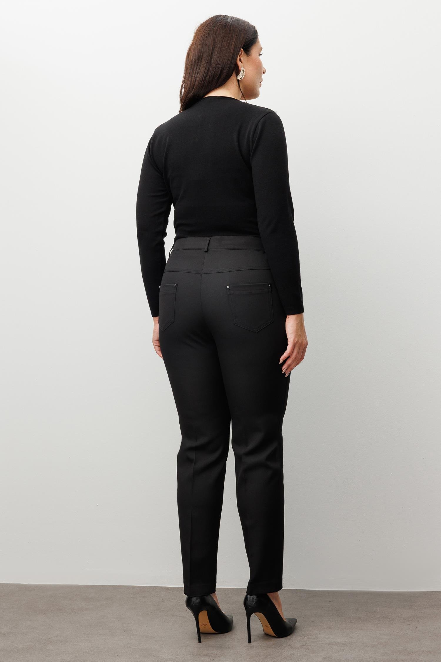 Modailgi  Kemeri Lastikli Pantolon Siyah